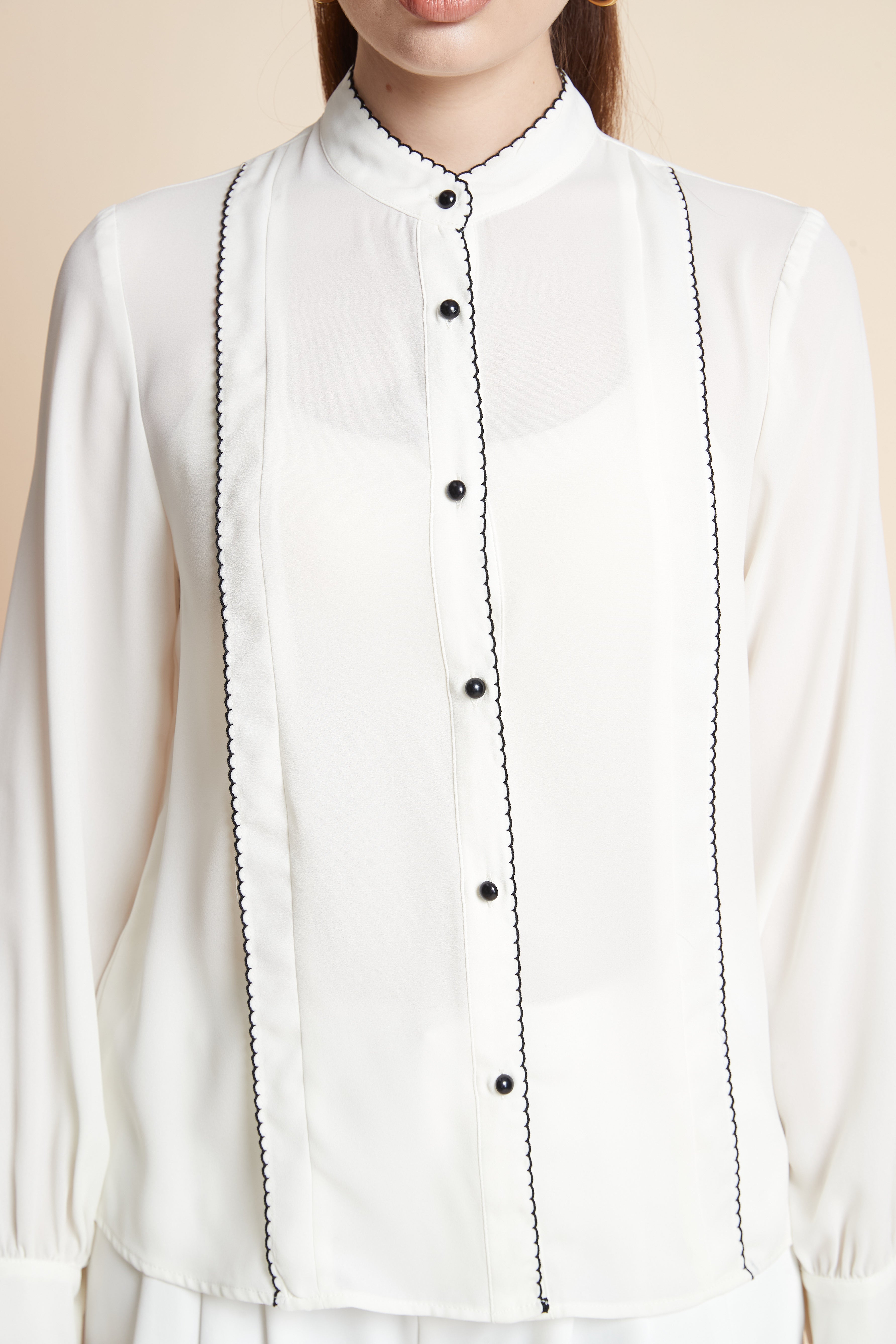 Long Sleeve Button-Front Top