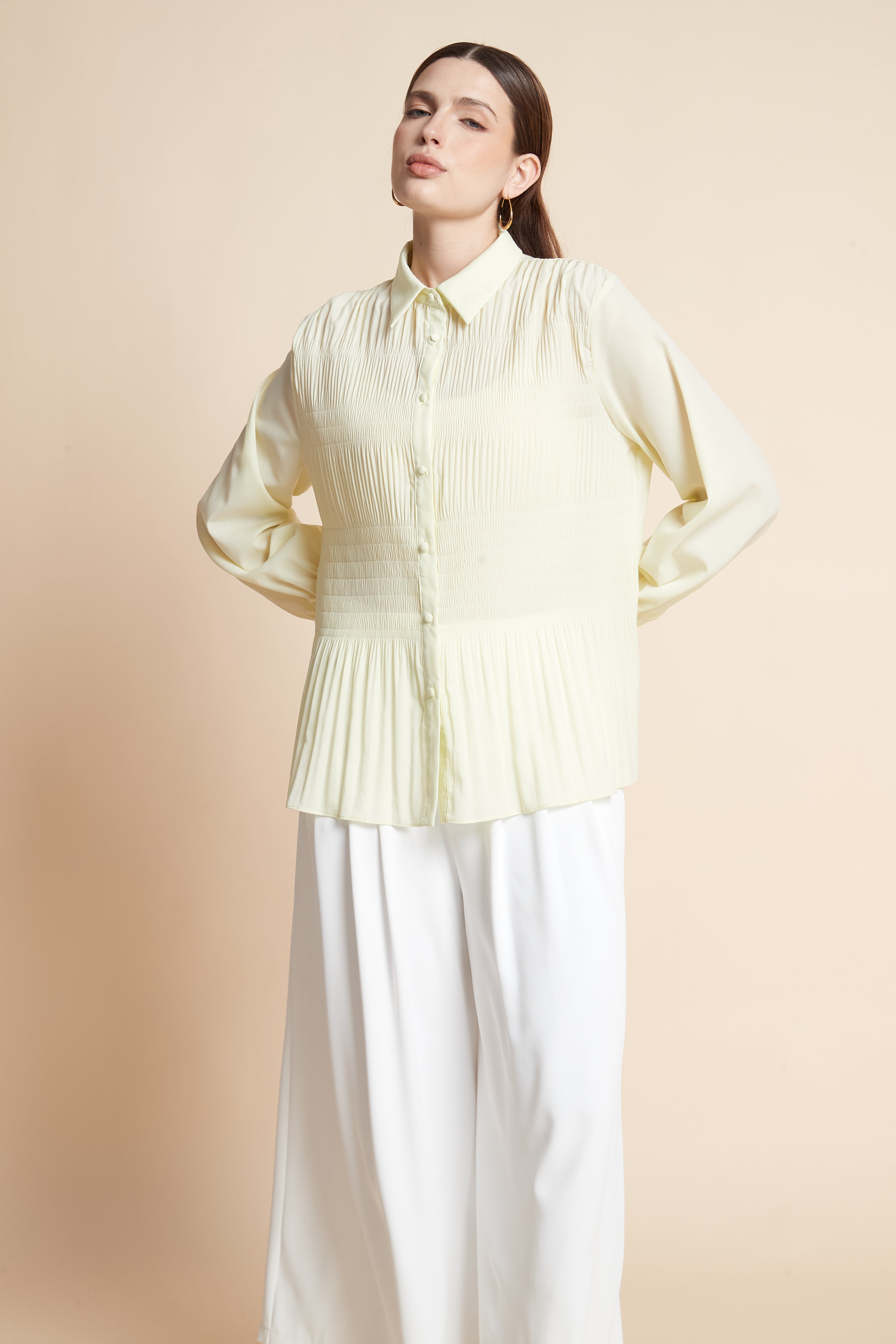 Long Sleeve Ruffled Hem Shirt