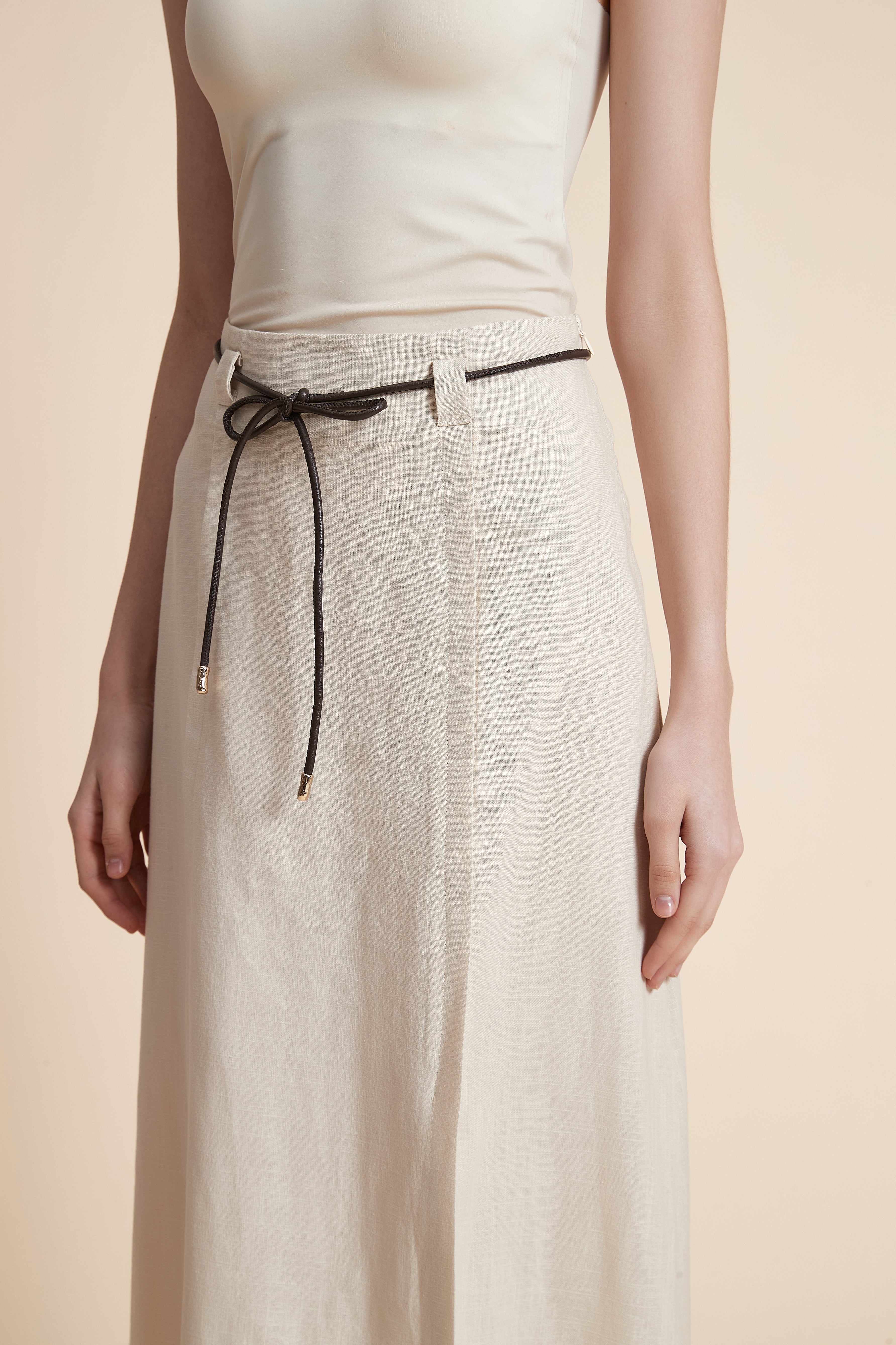 Solid Midi Skirt with Side Slit