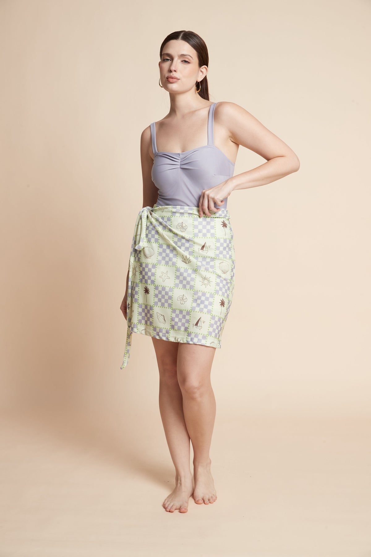 Printed Swimsuit Skirt With Tie