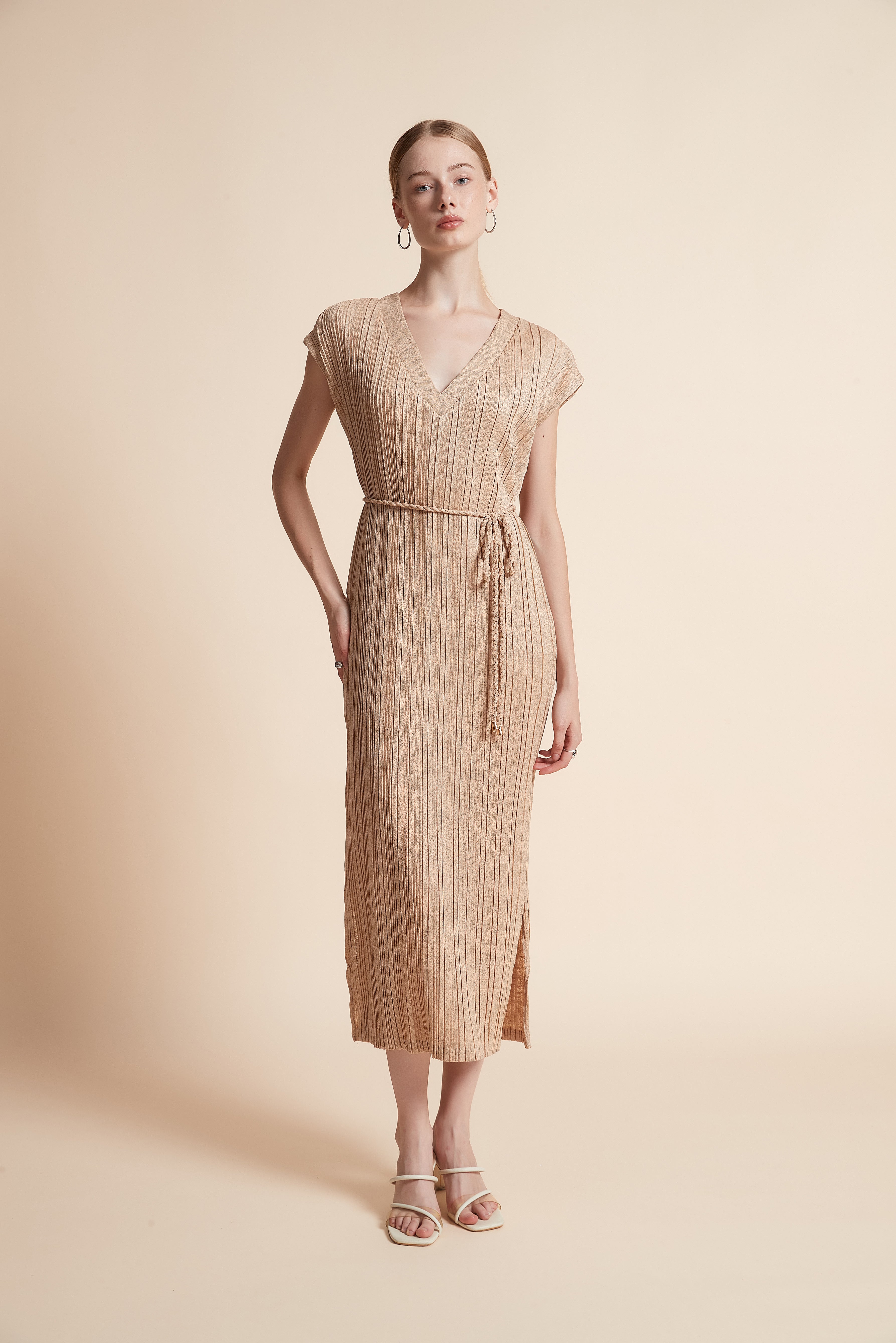 Midi Ribbed Sleeveless Dress