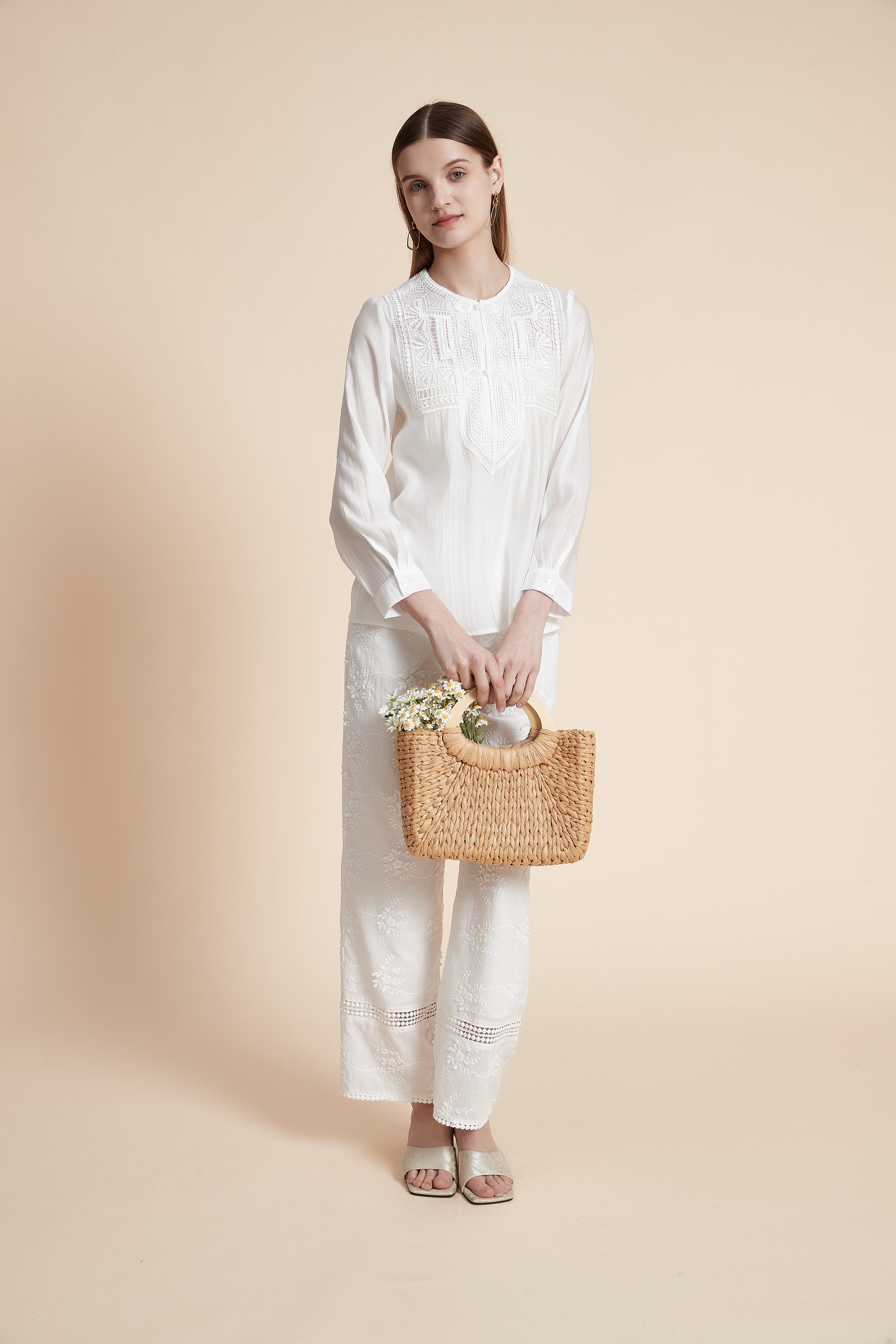 بلوزة سادة بأكمام طويلة رسمية