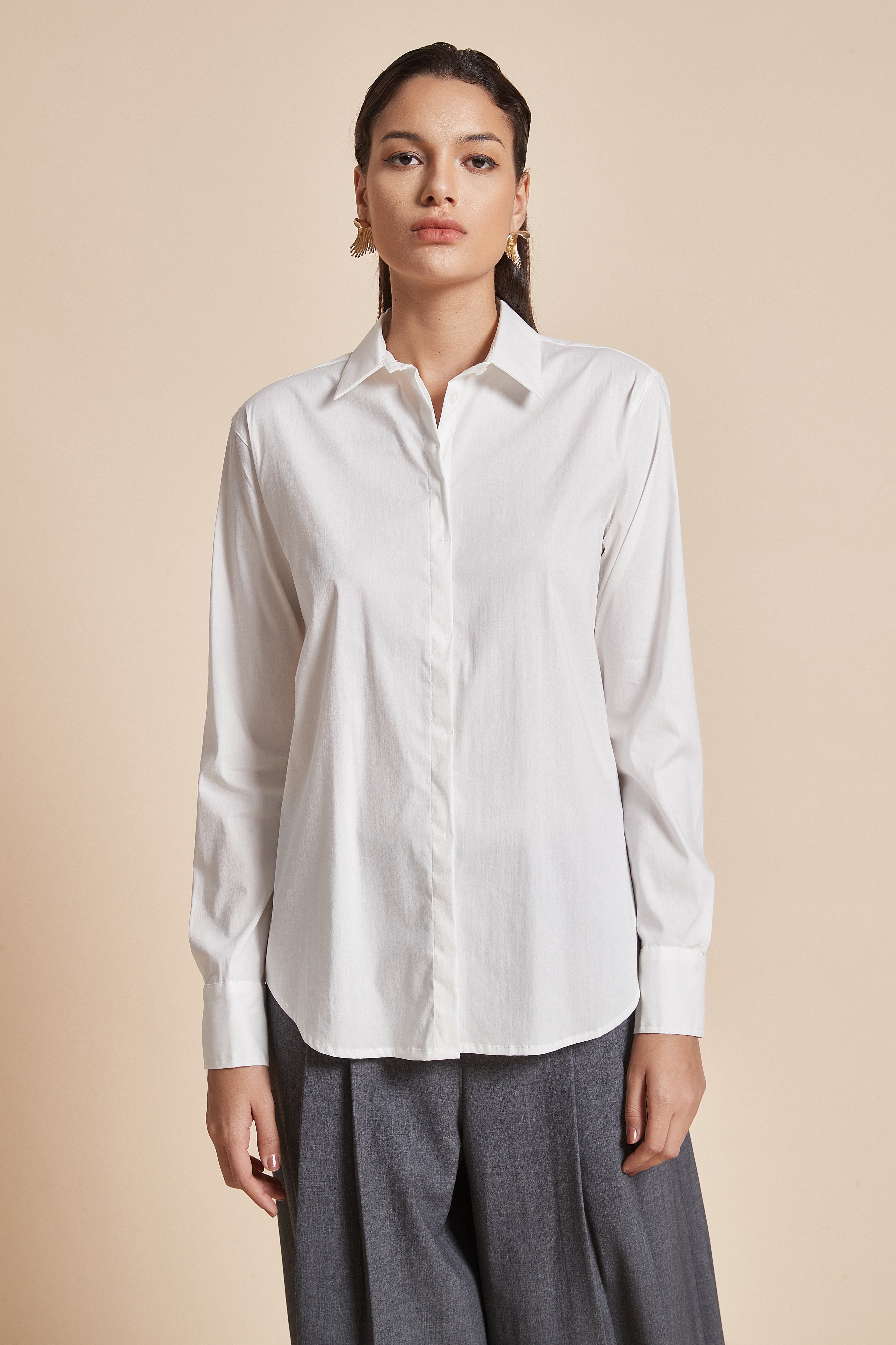 Blouse With Long Sleeves And Front Buttons