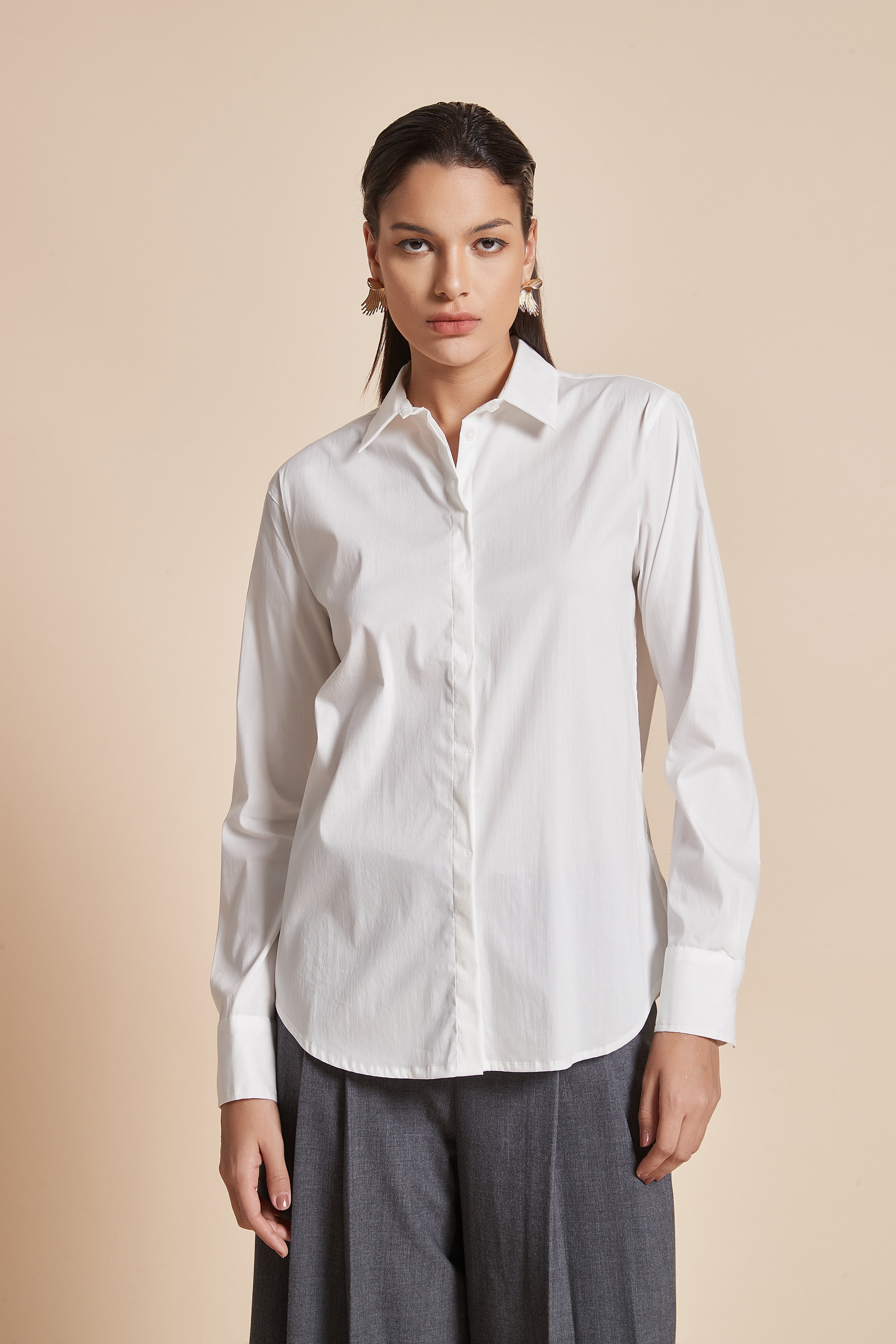 Blouse With Long Sleeves And Front Buttons