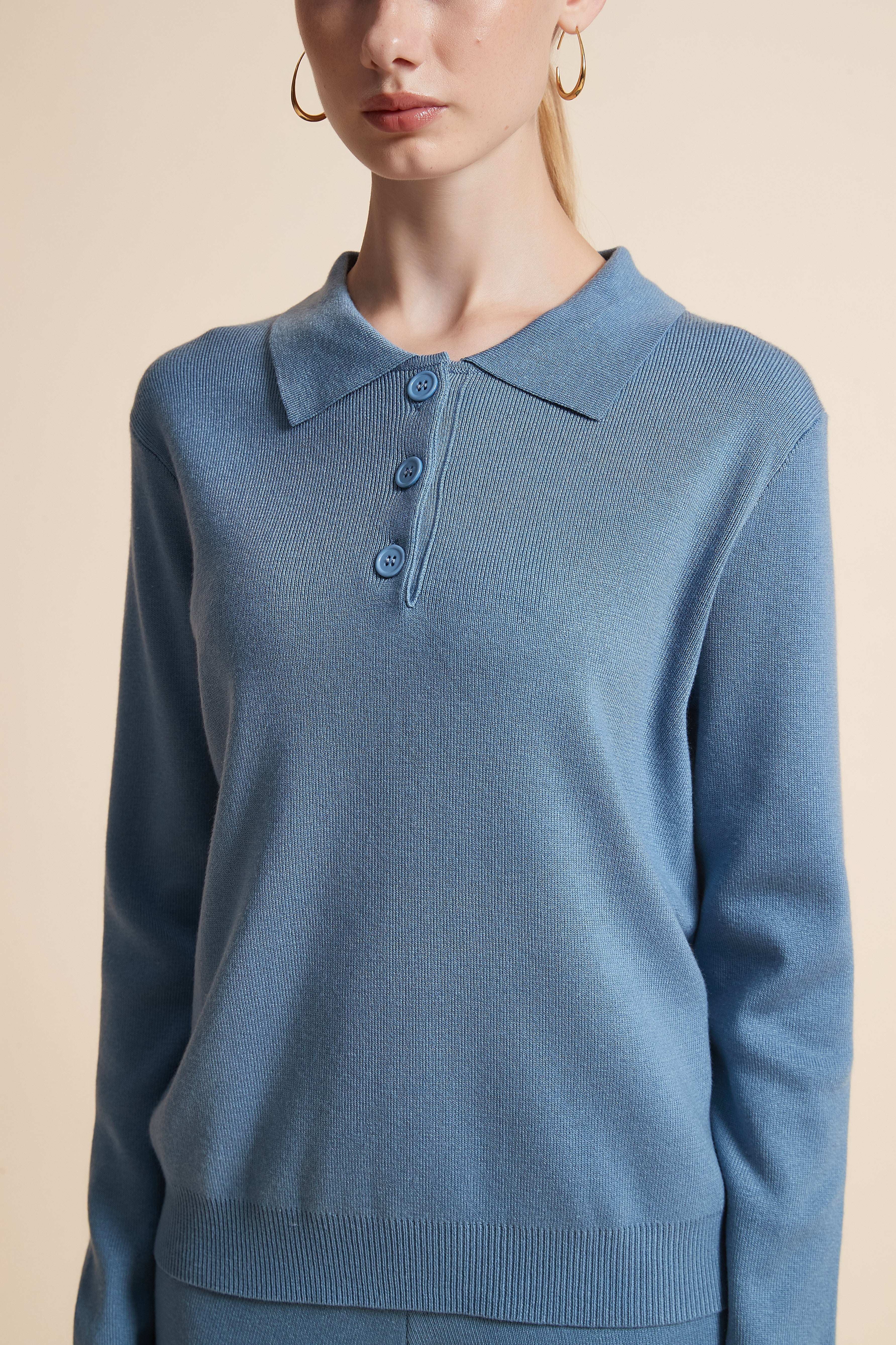 توب منسوج بولو بياقة كم طويل