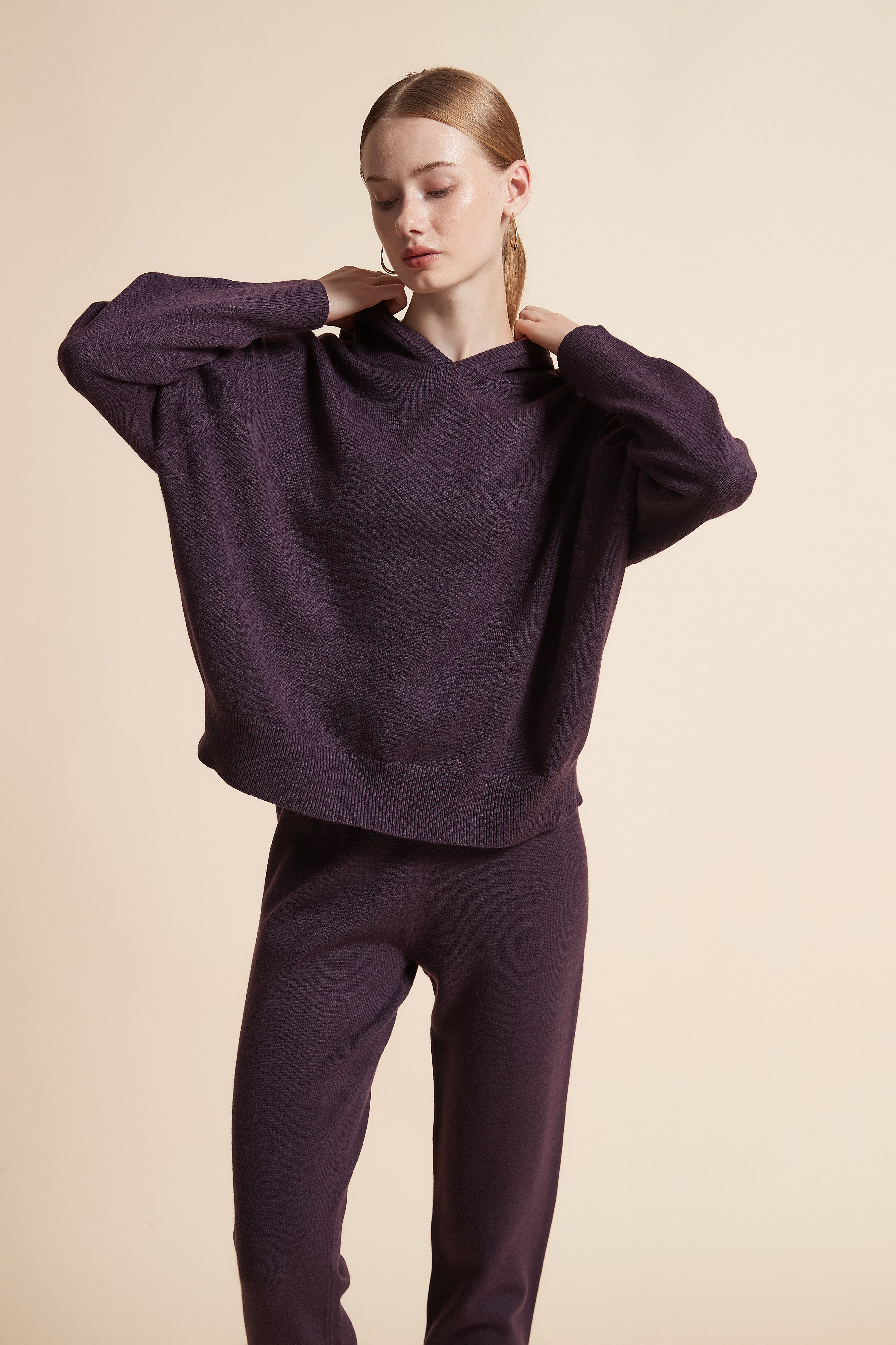 Knitted Long-Sleeve Hoodie Jacket