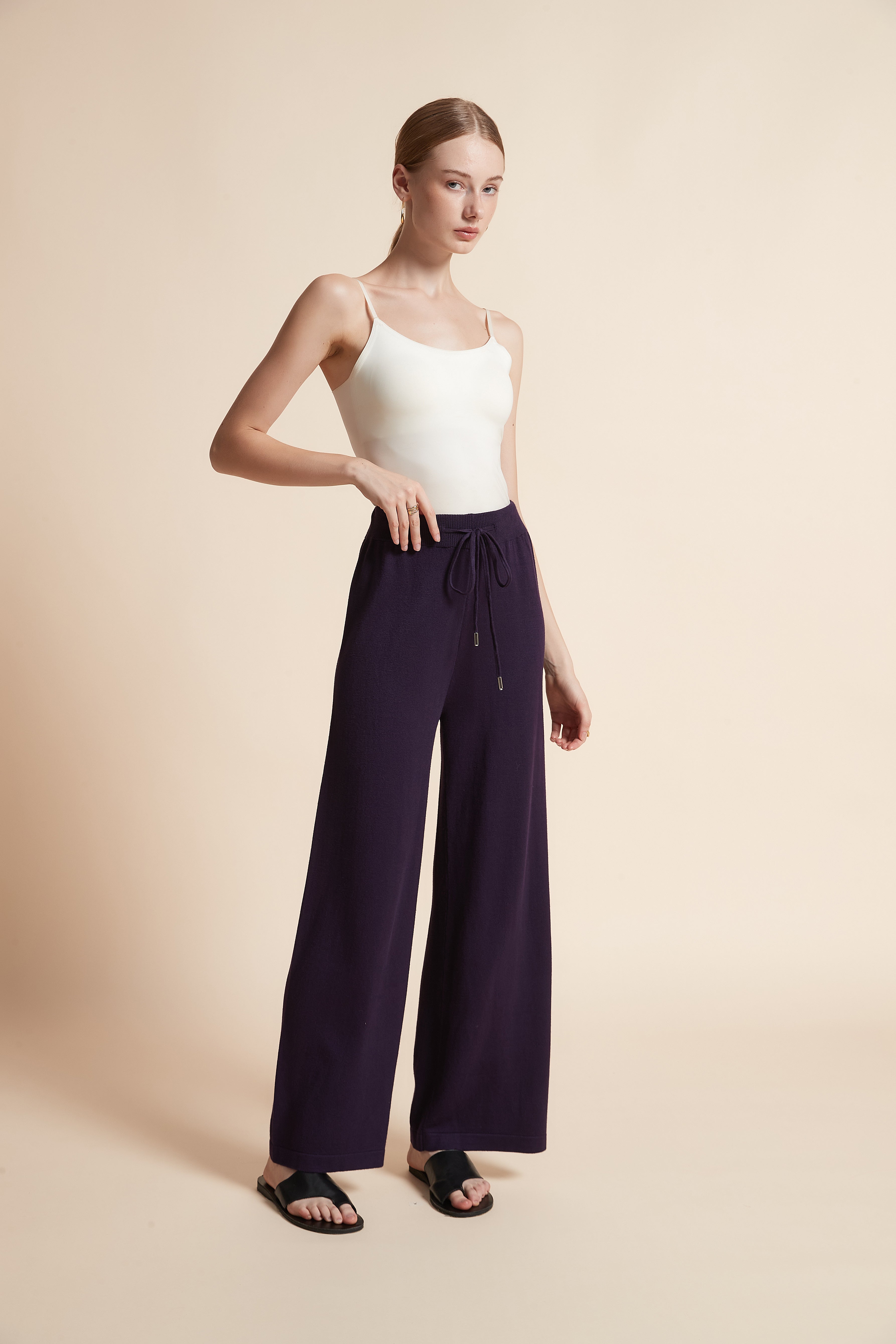 Wide-Leg Drawstring Pants