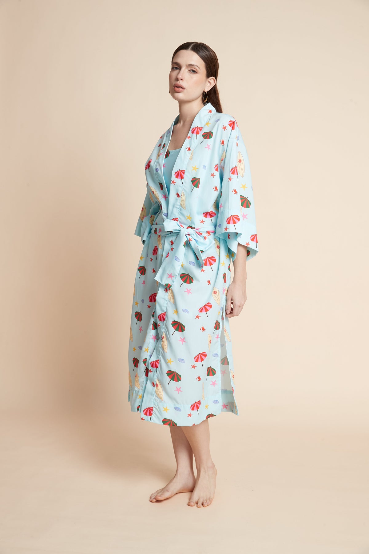 Printed Half-Sleeve Kimono