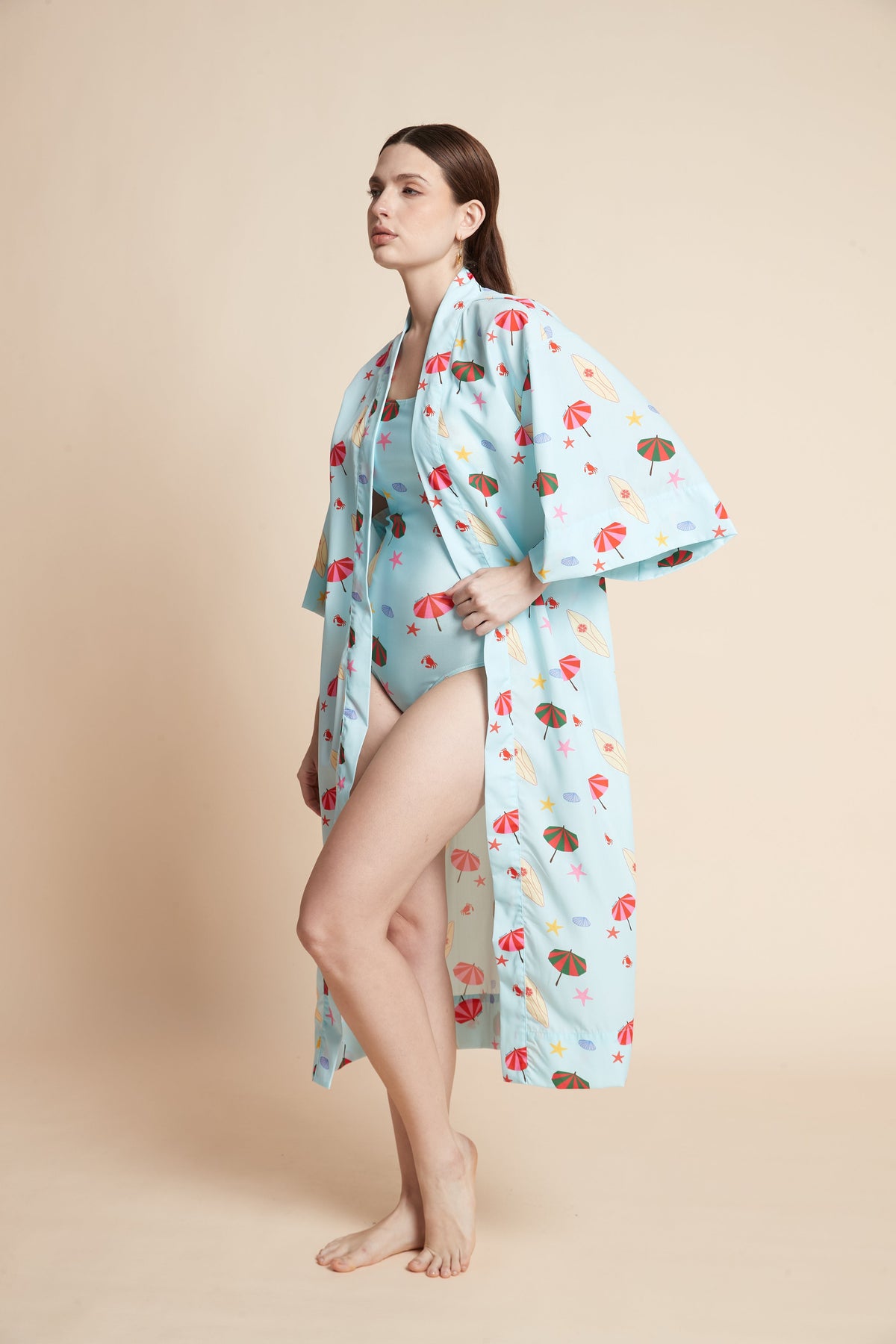 Printed Half-Sleeve Kimono