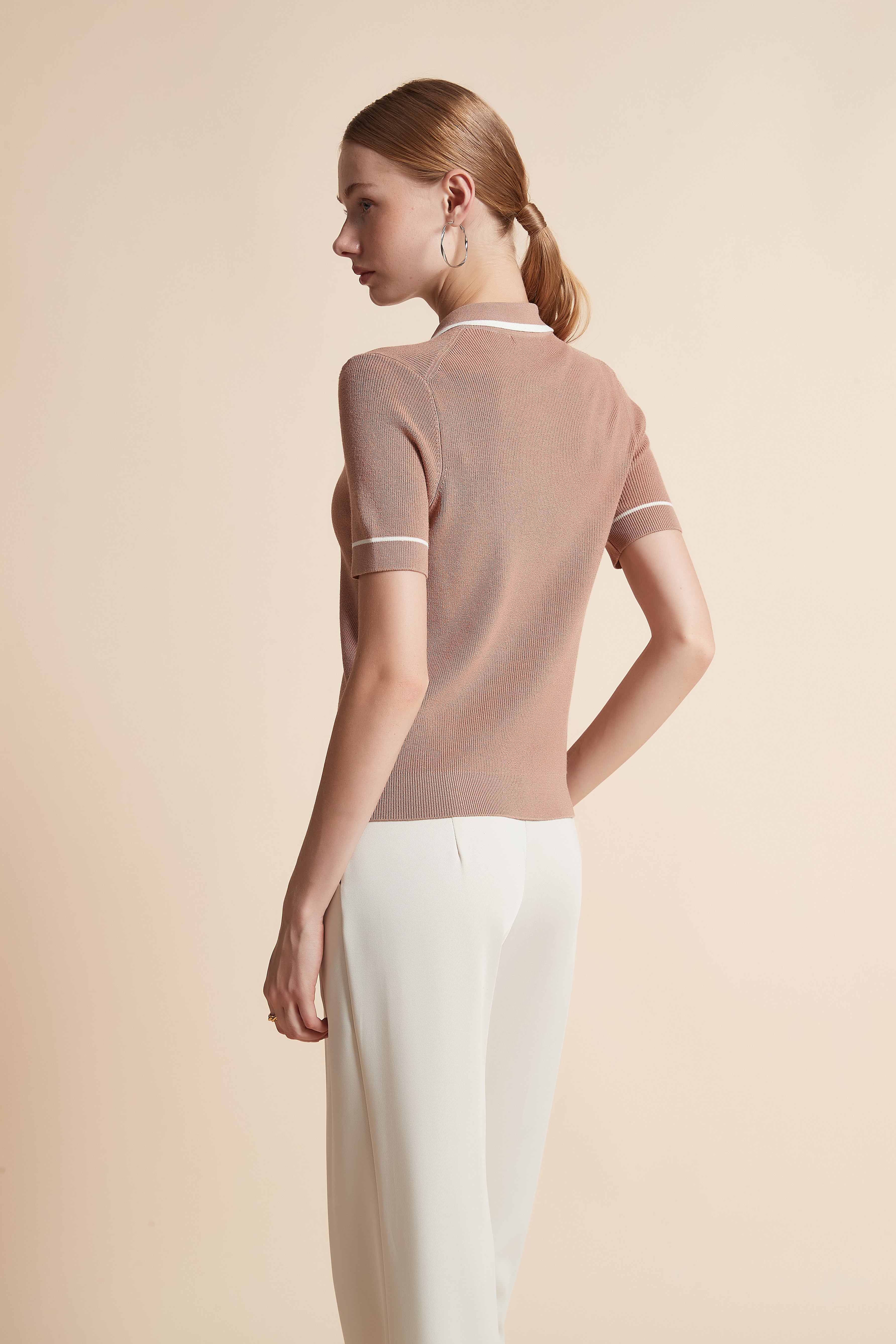 Woven Polo Top with Buttons