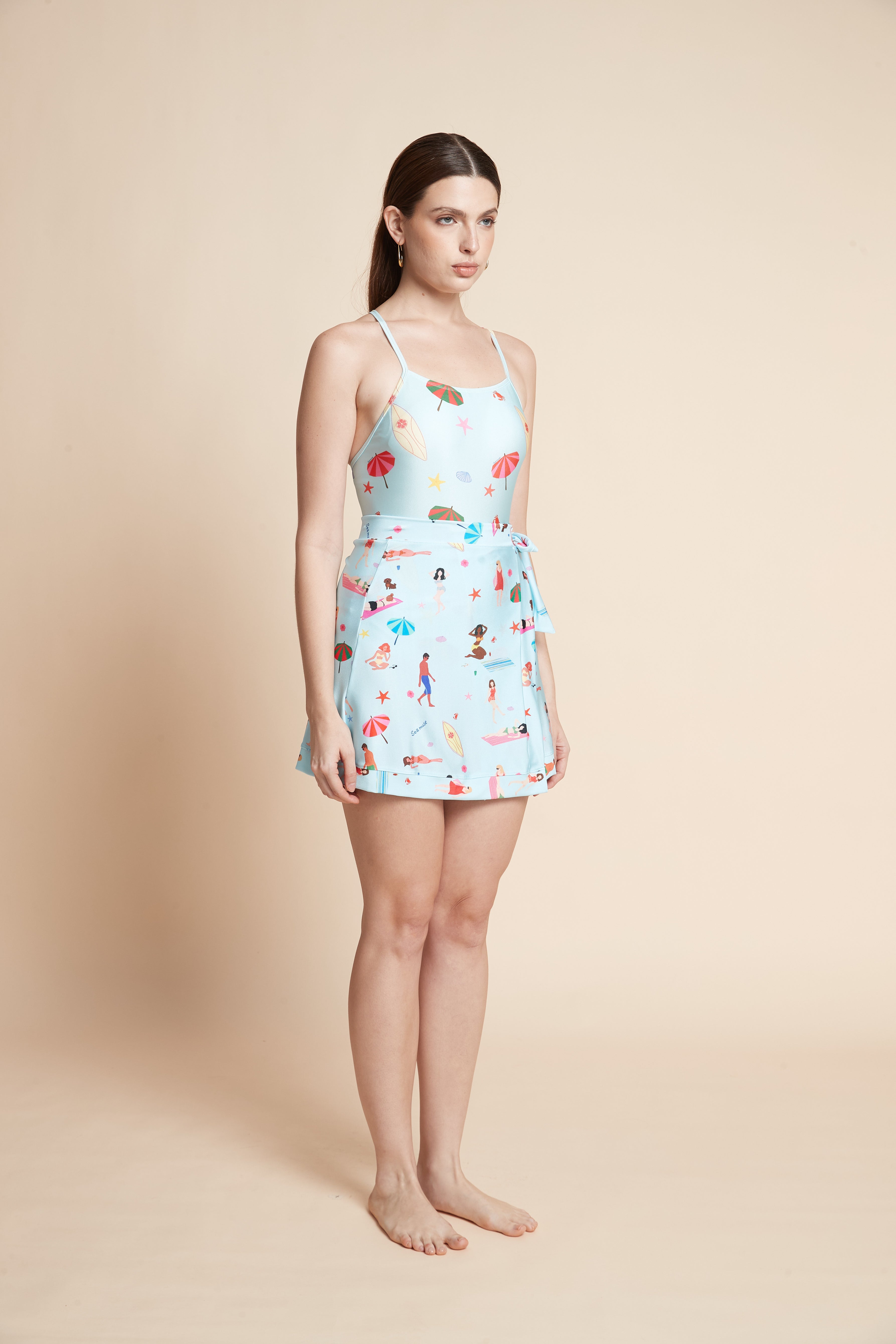 Printed Swimsuit Skirt With Tie