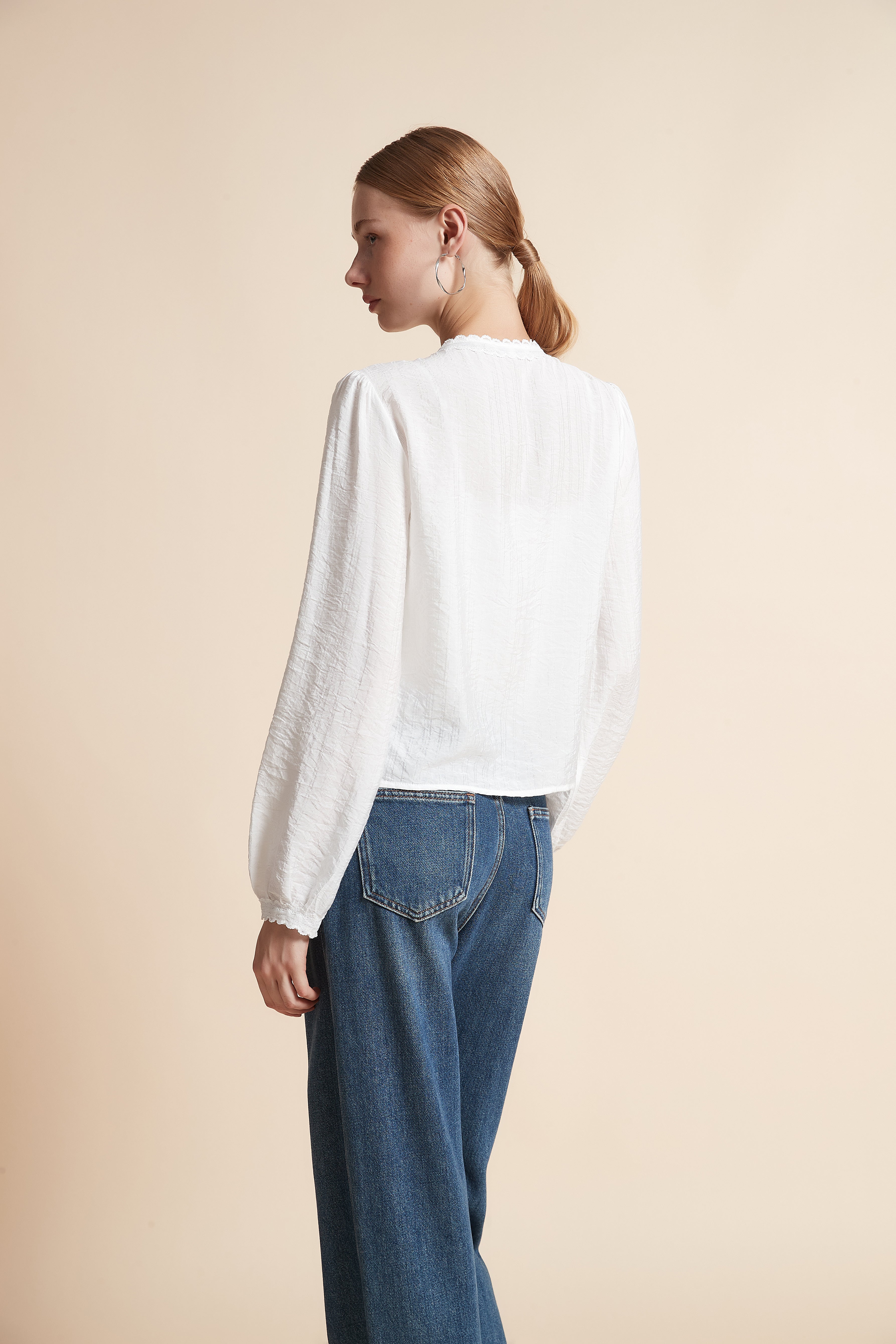 Button-Front Long-Sleeve Top