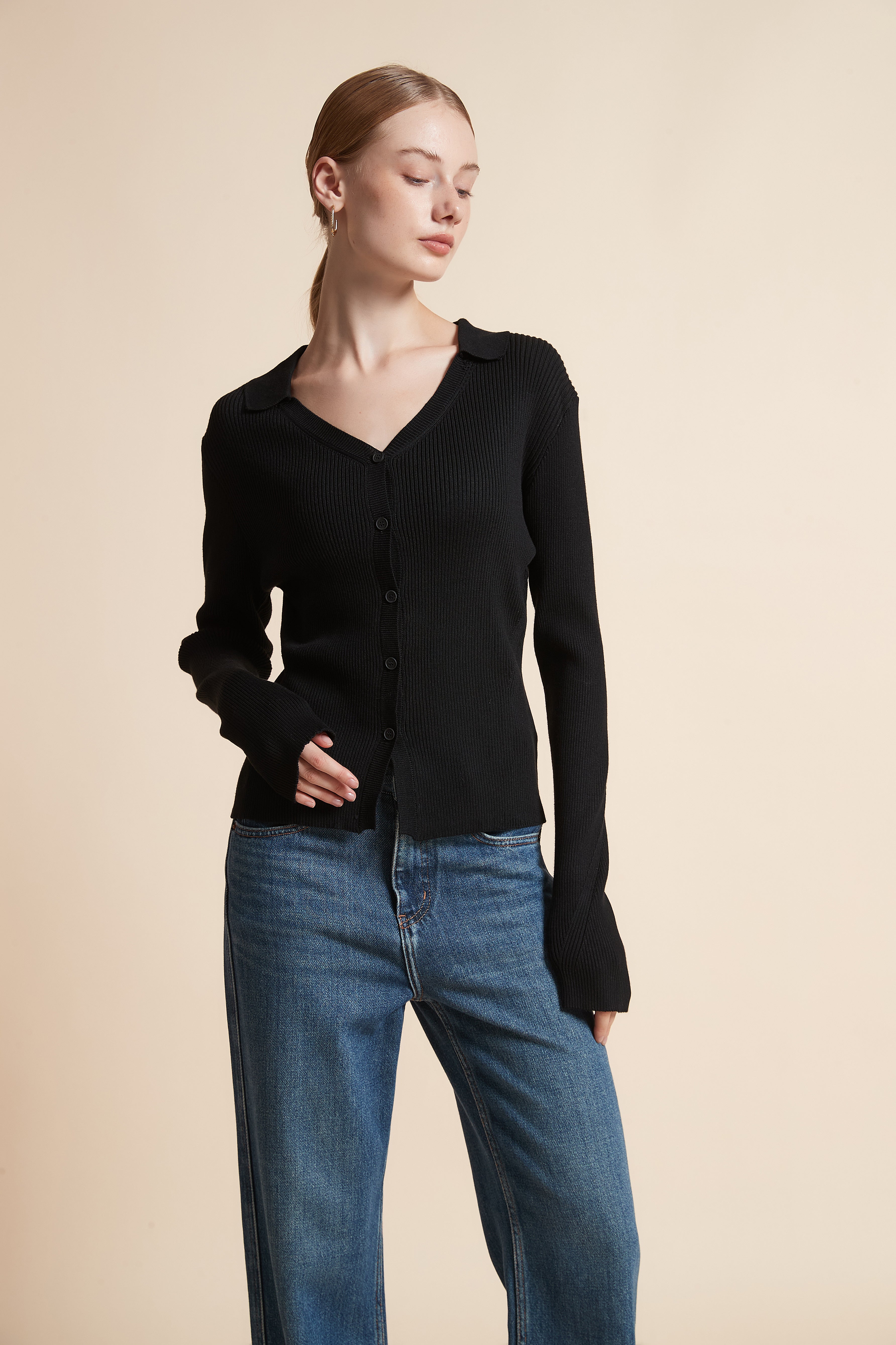 Solid Long-Sleeve Cardigan