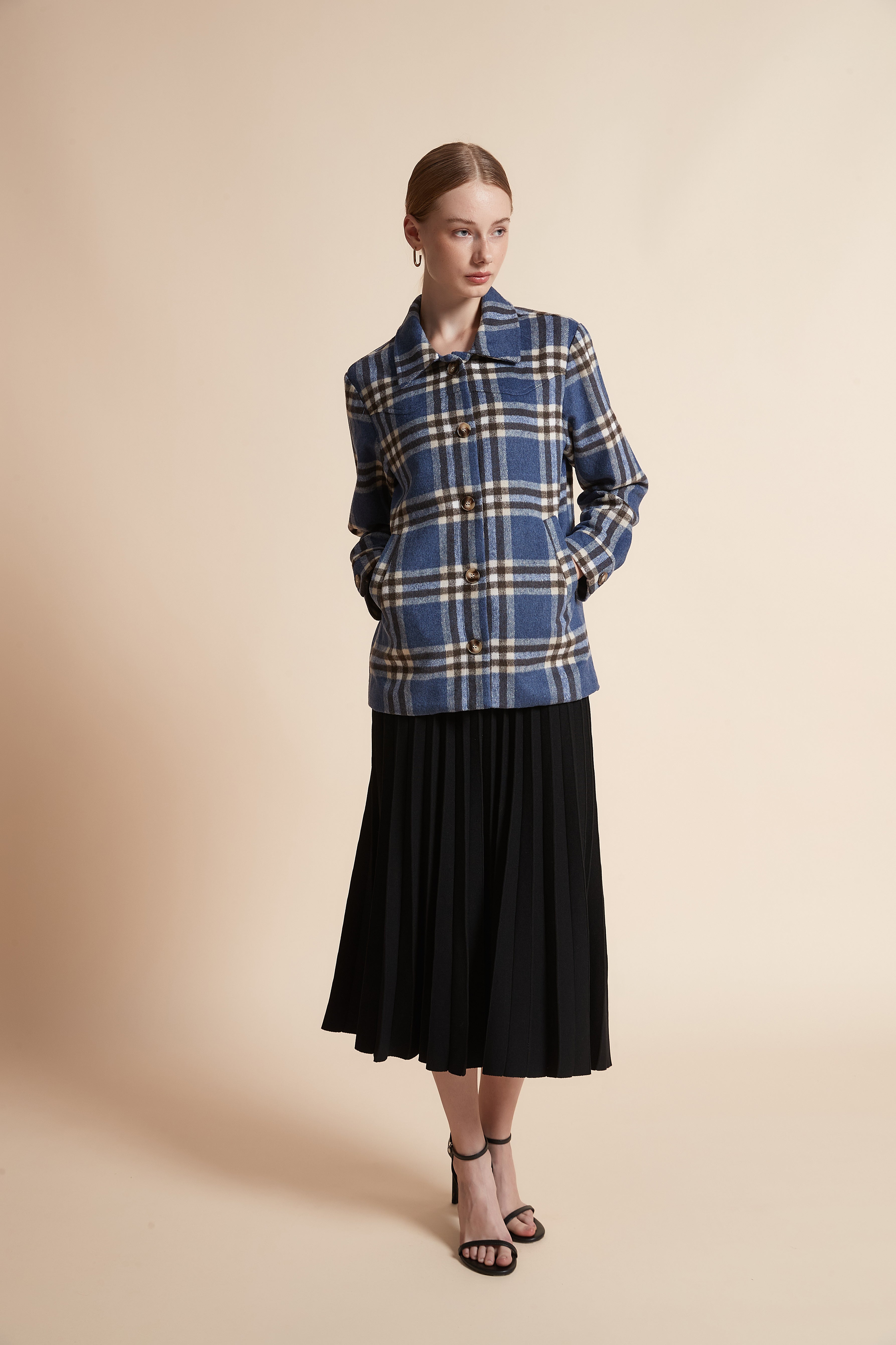 Checkered Button-Front Top