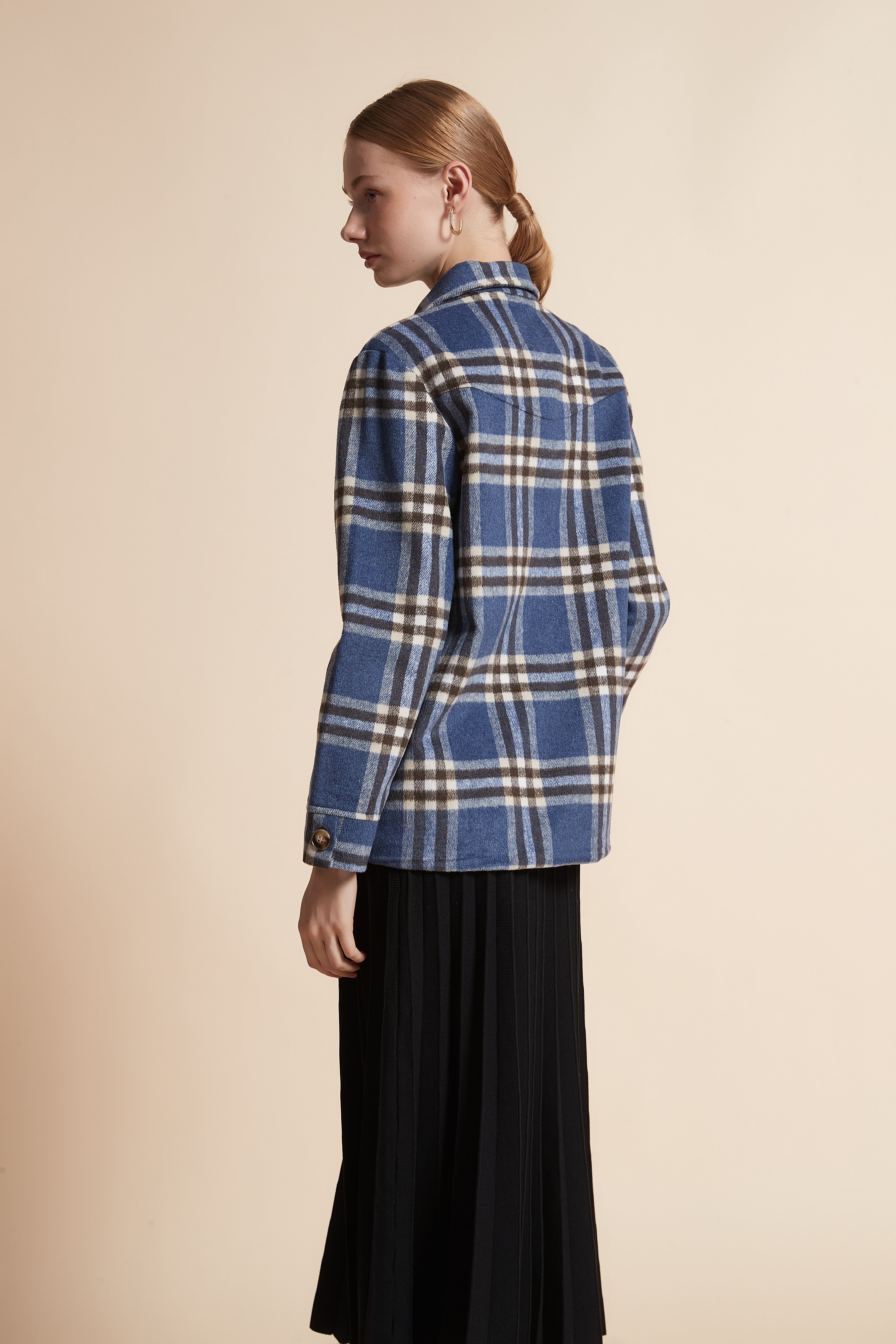 Checkered Button-Front Top