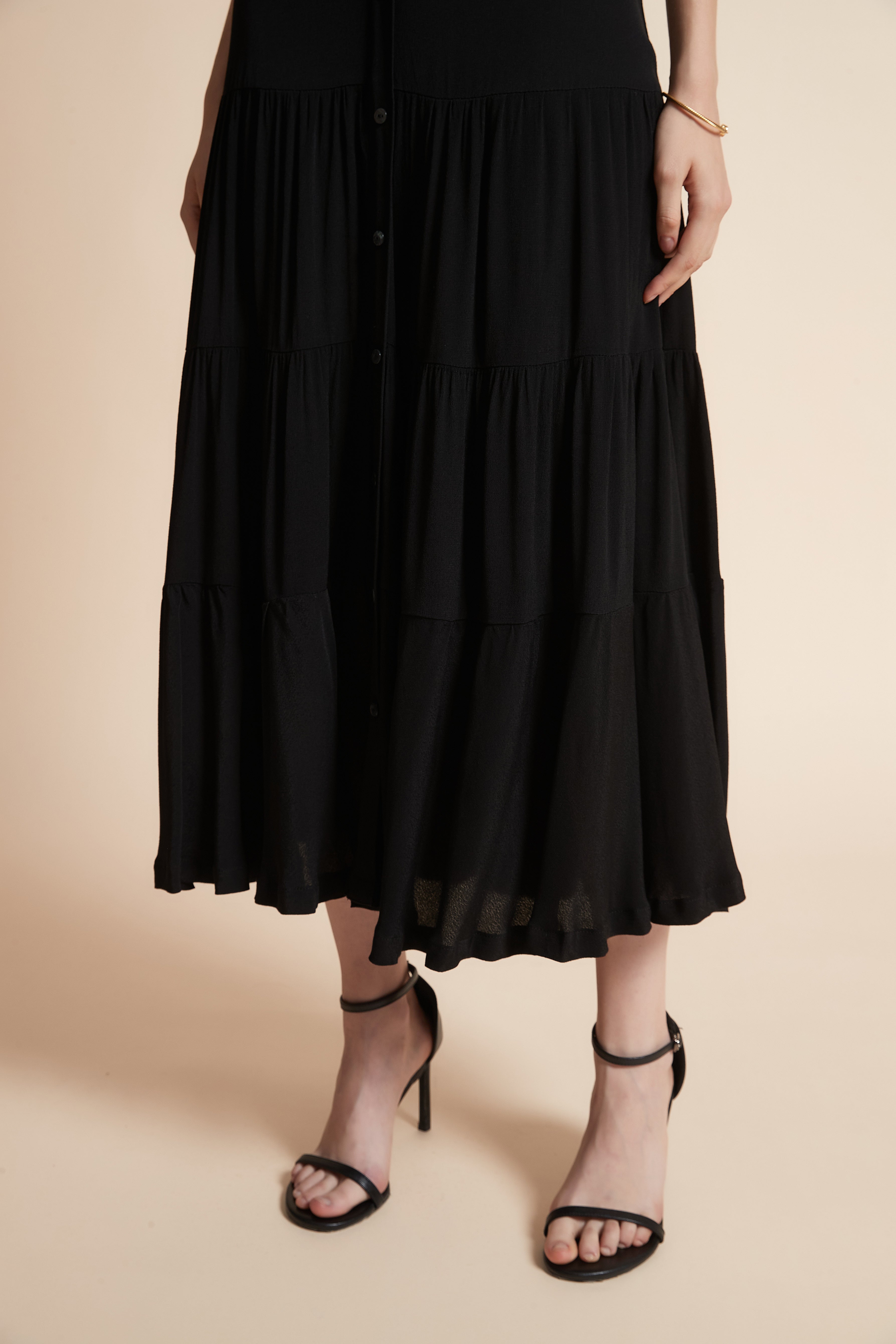 Long Button-Front Skirt