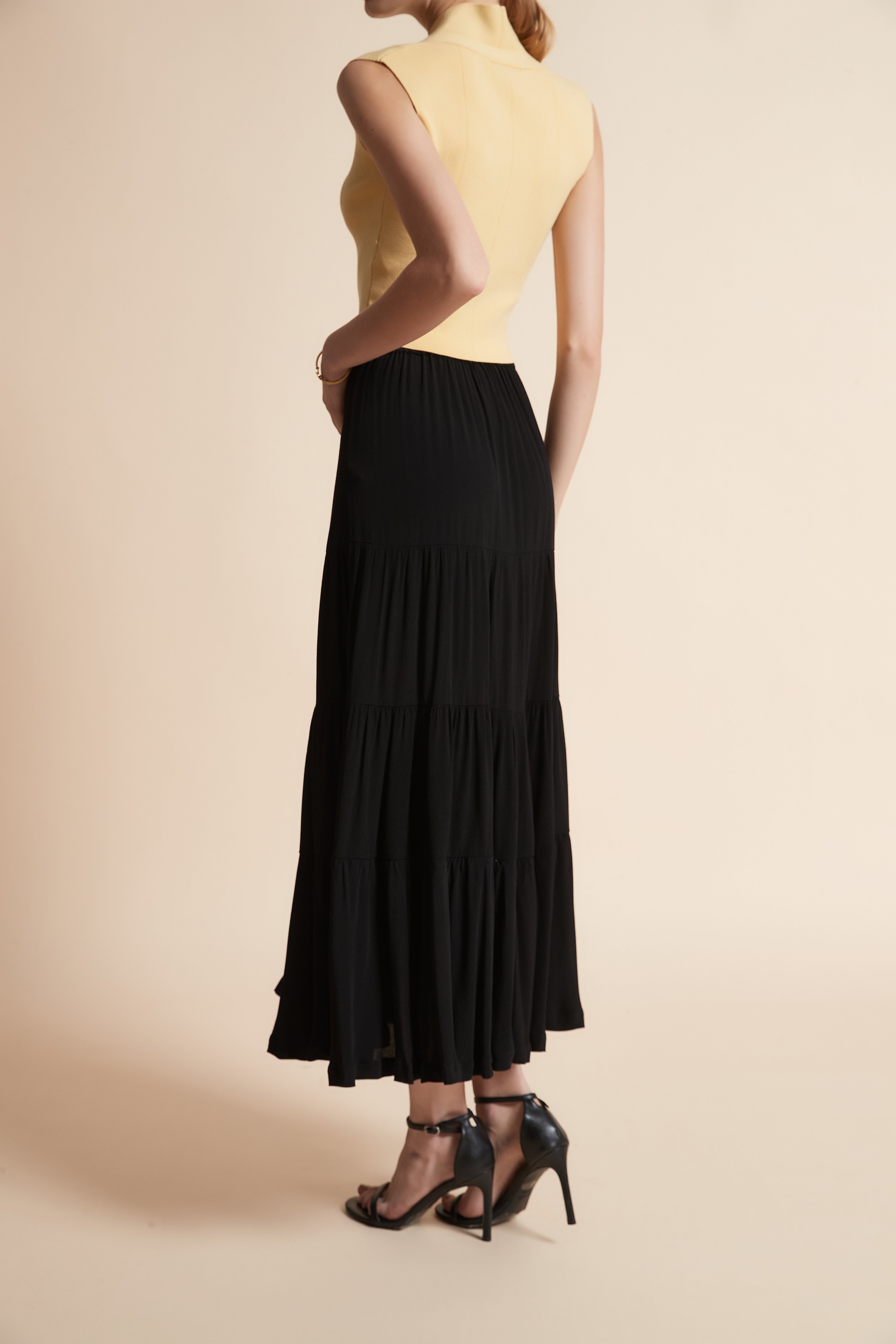 Long Button-Front Skirt