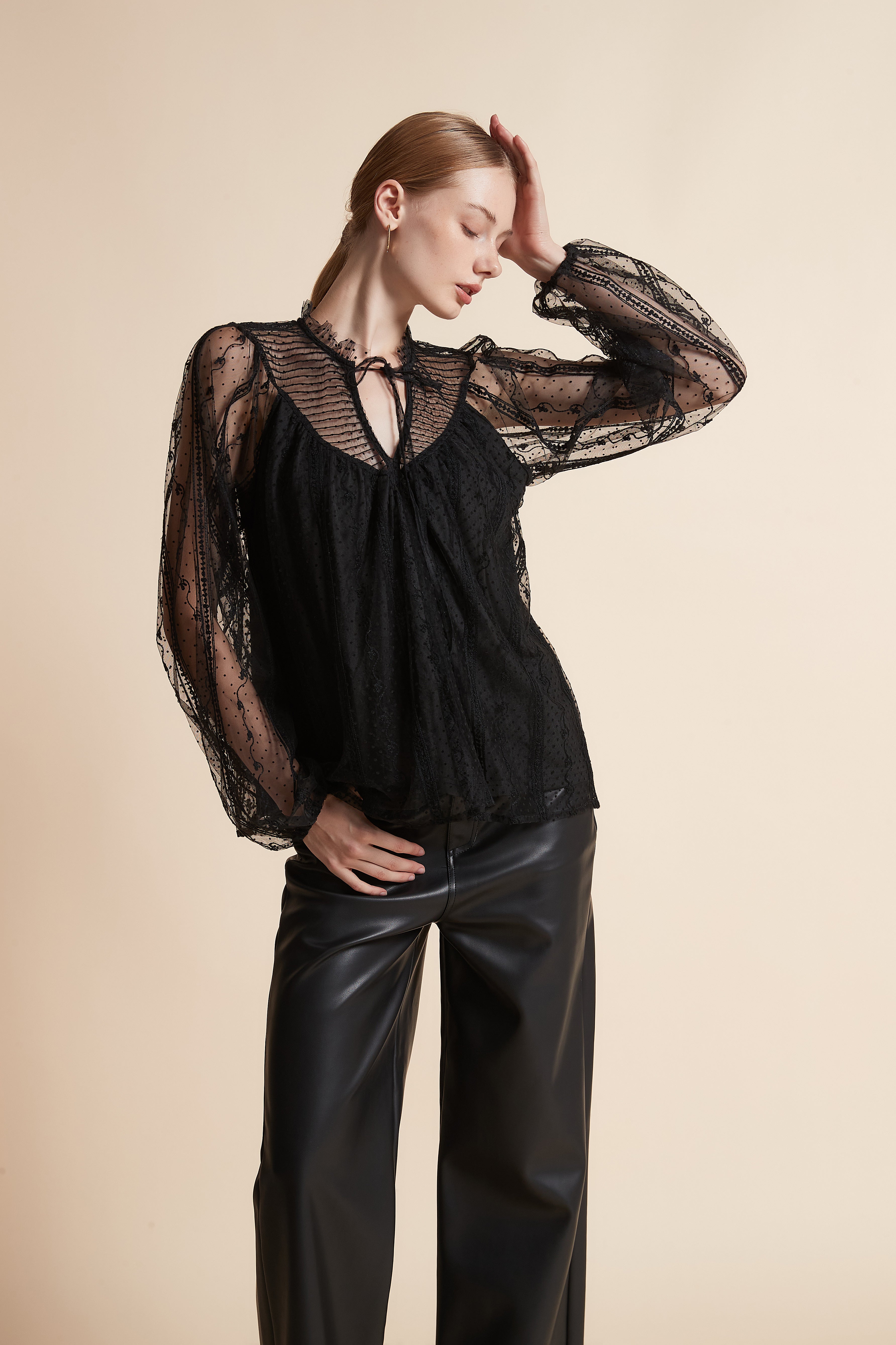 Embroidered Long-Sleeve Top