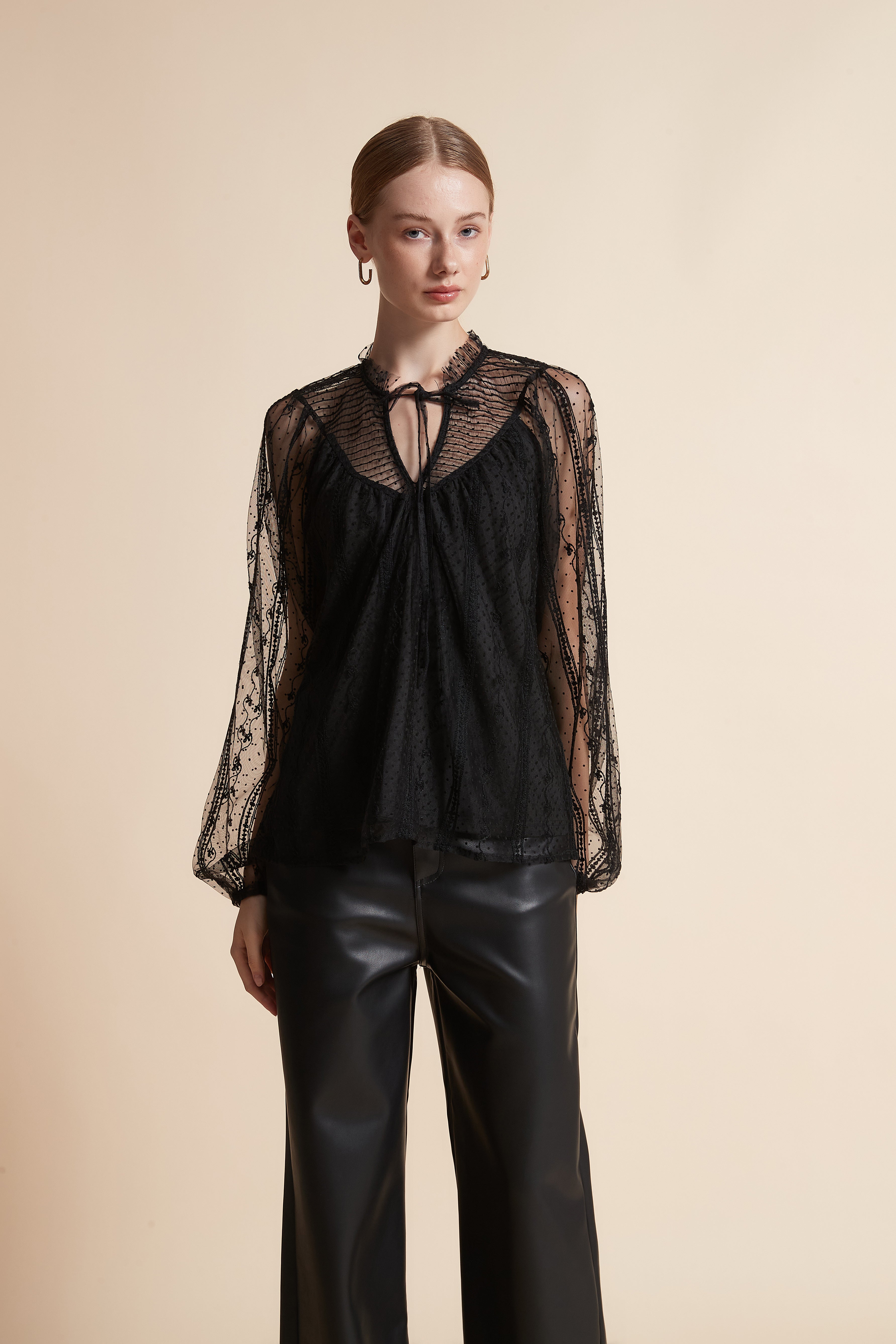 Embroidered Long-Sleeve Top