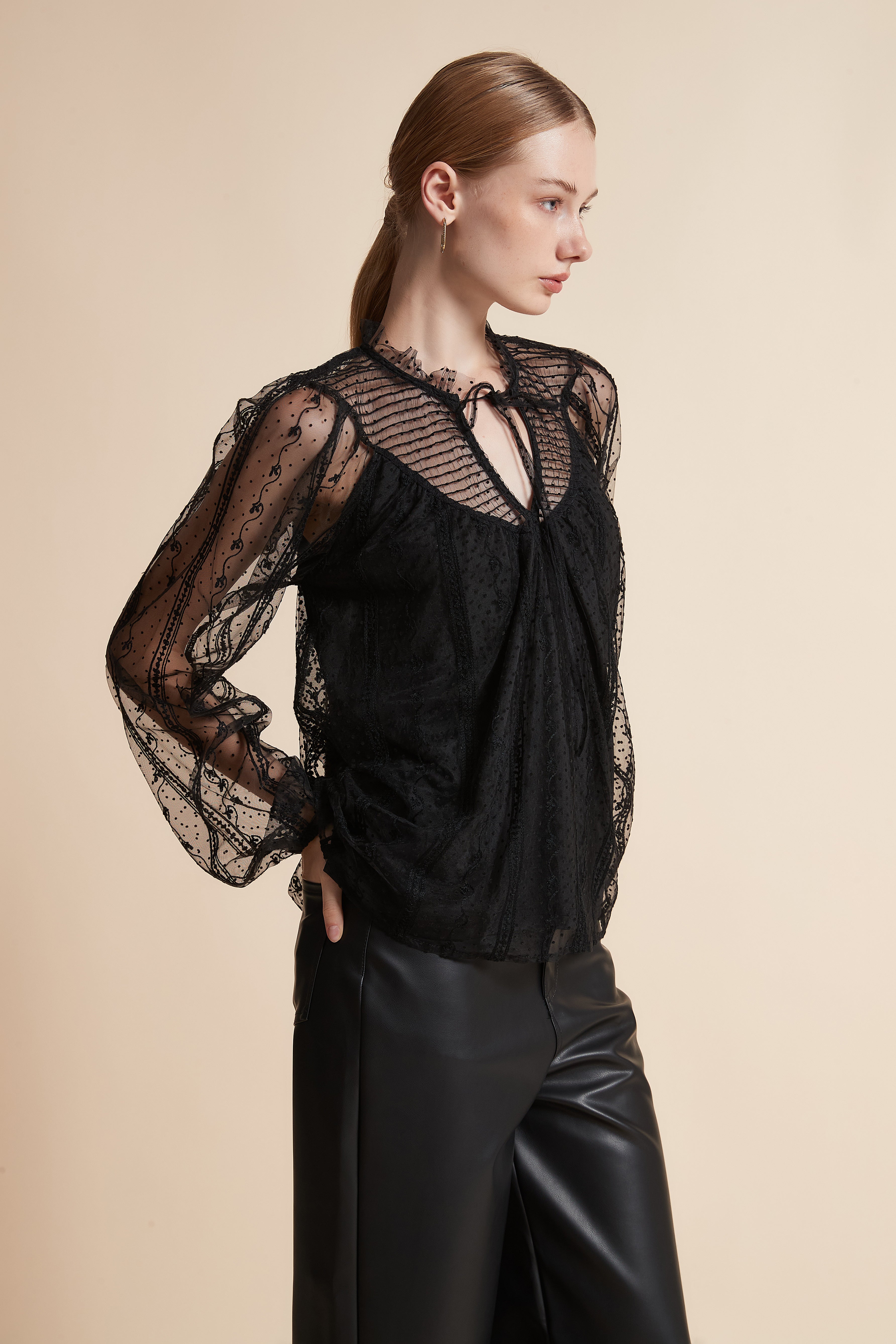 Embroidered Long-Sleeve Top