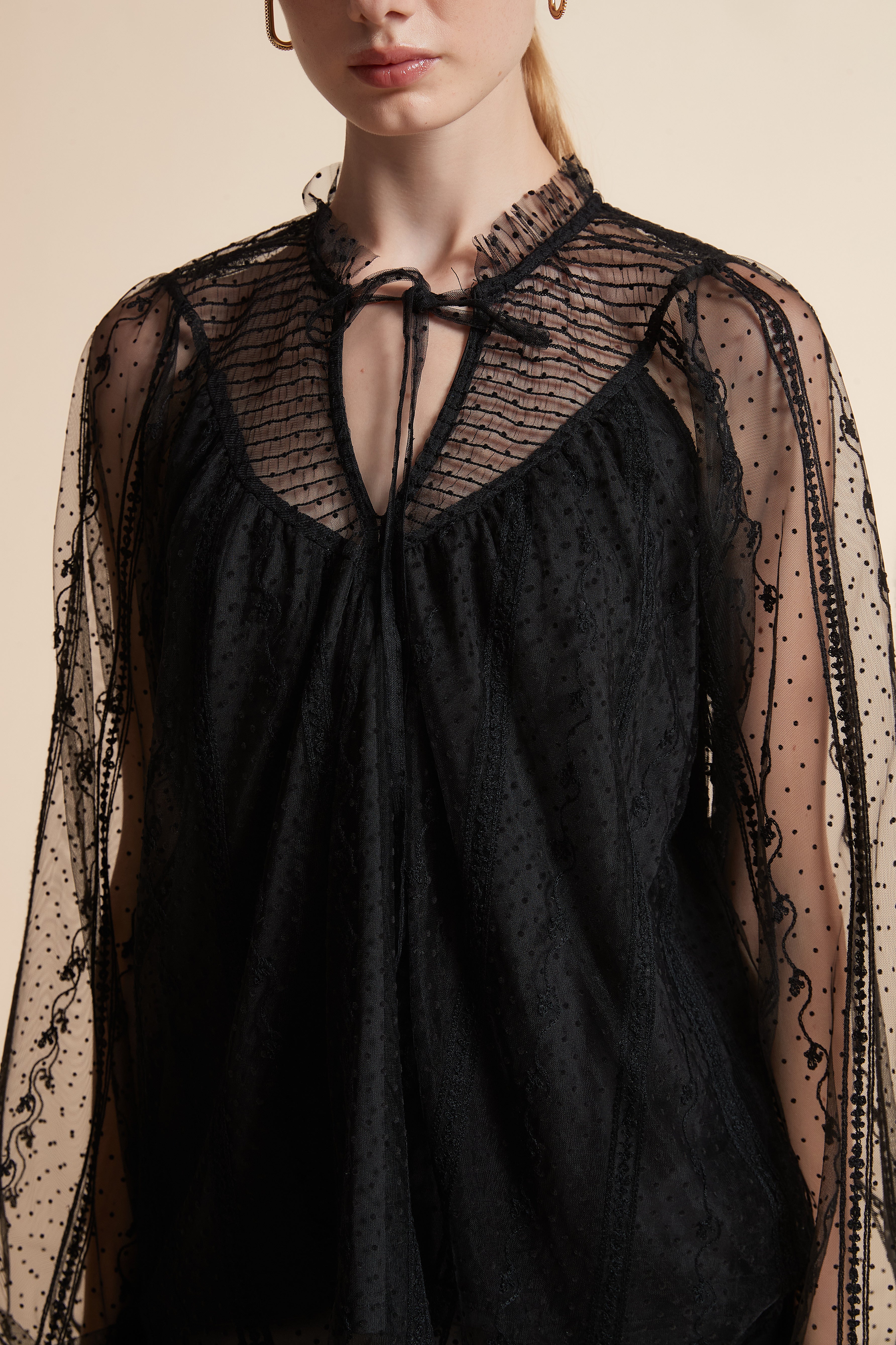 Embroidered Long-Sleeve Top