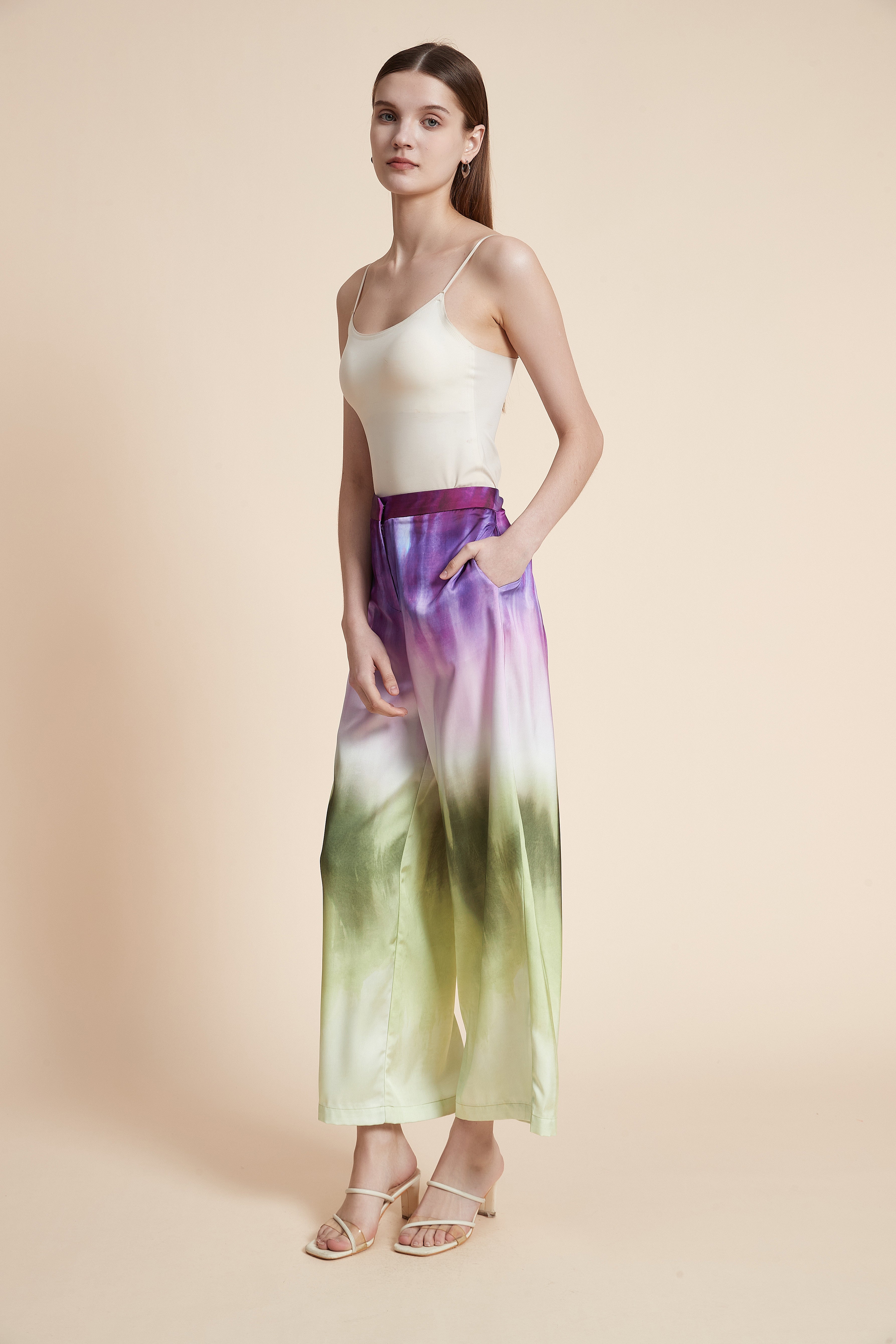 Printed Wide-Leg Trousers