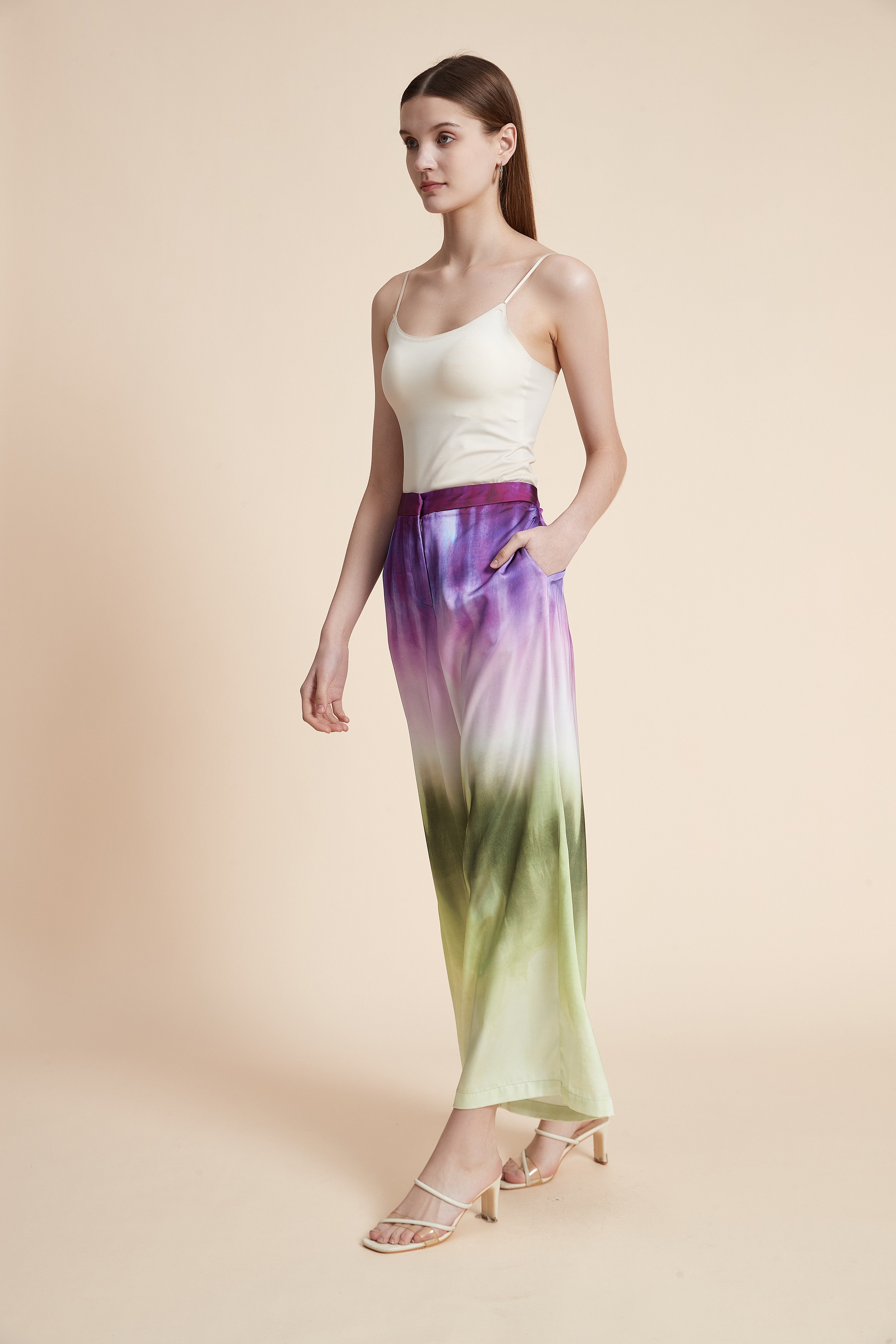 Printed Wide-Leg Trousers