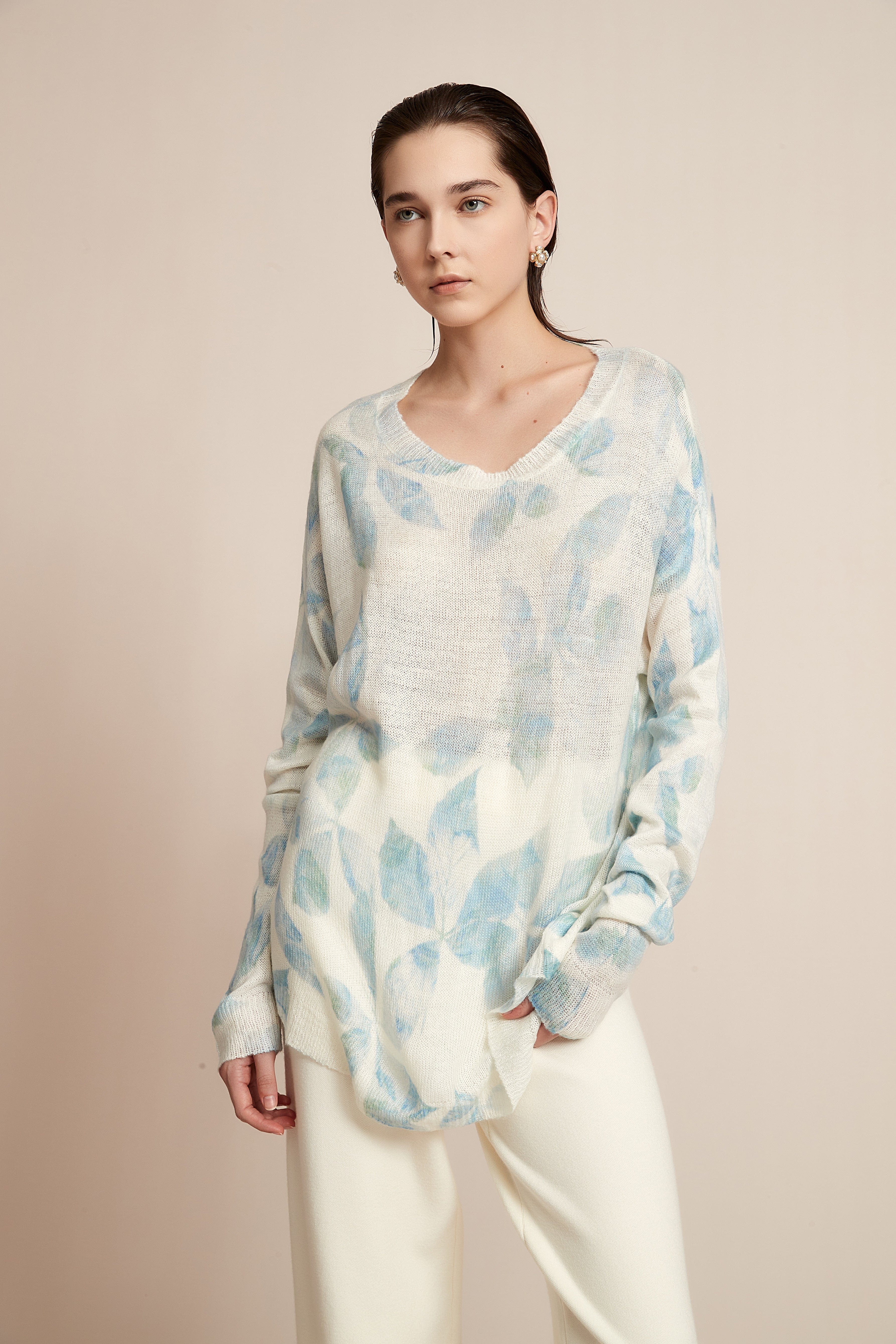 Long Floral Blouse With Long Sleeves