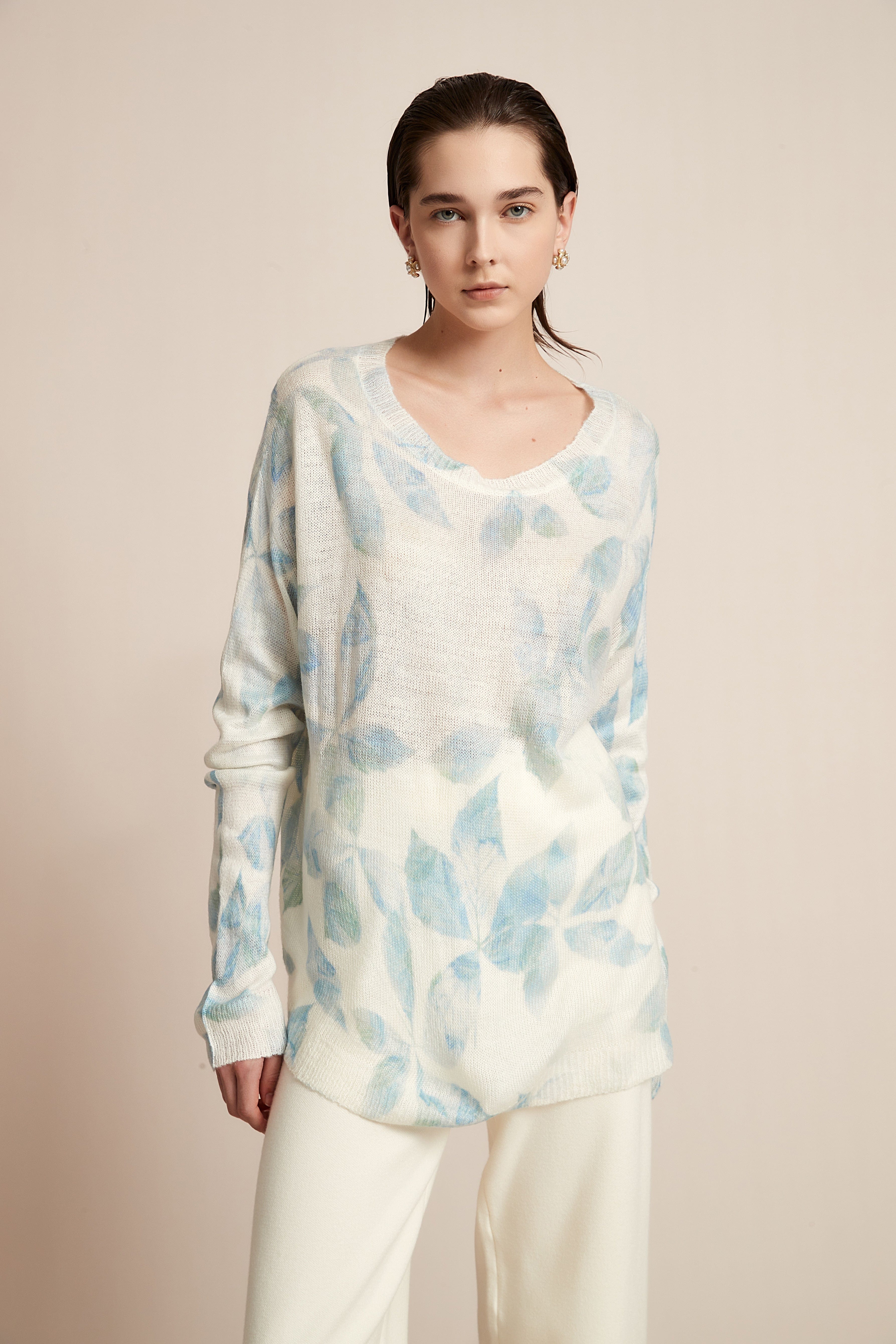 Long Floral Blouse With Long Sleeves