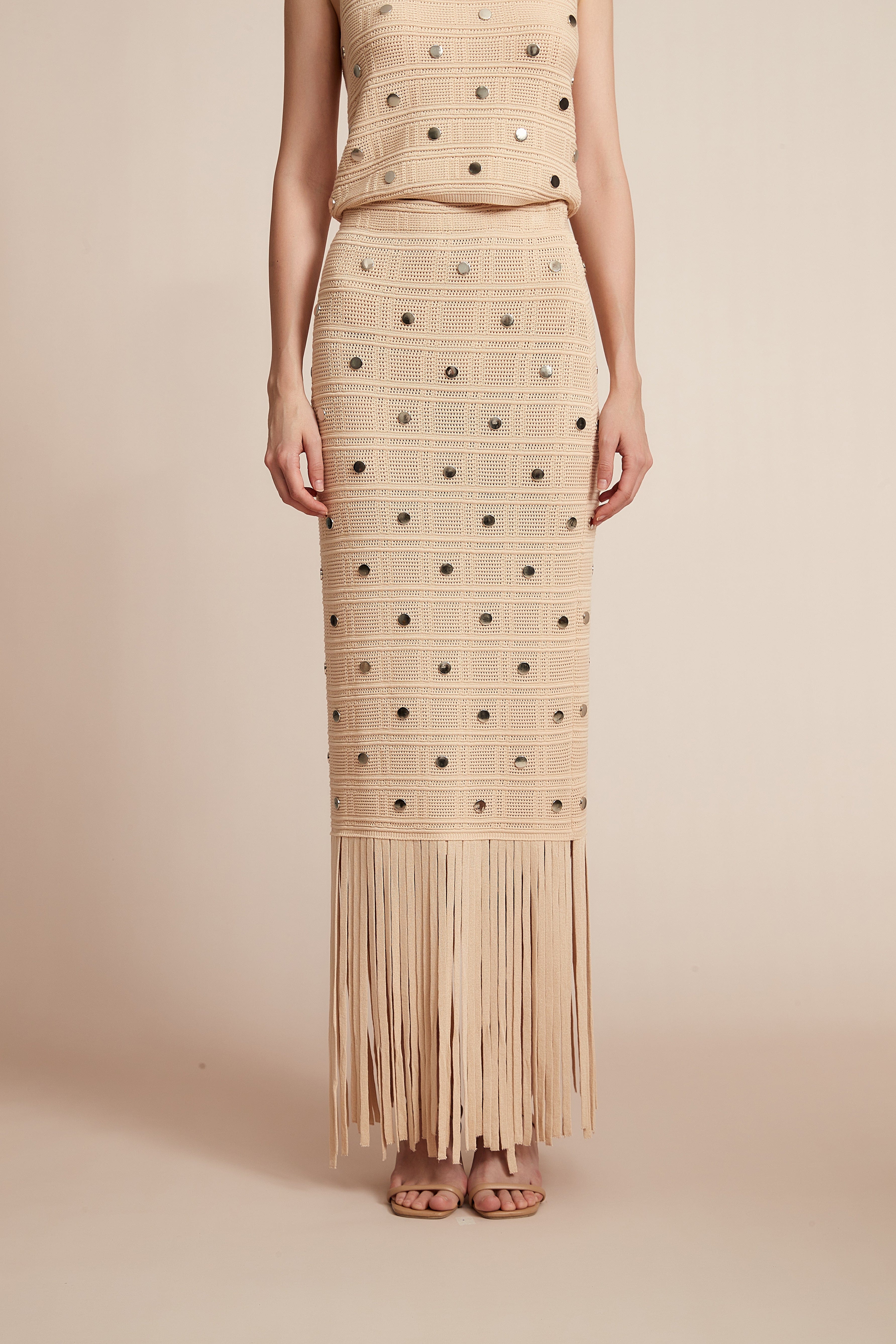 Fitted Skirt With Gemstone Accents