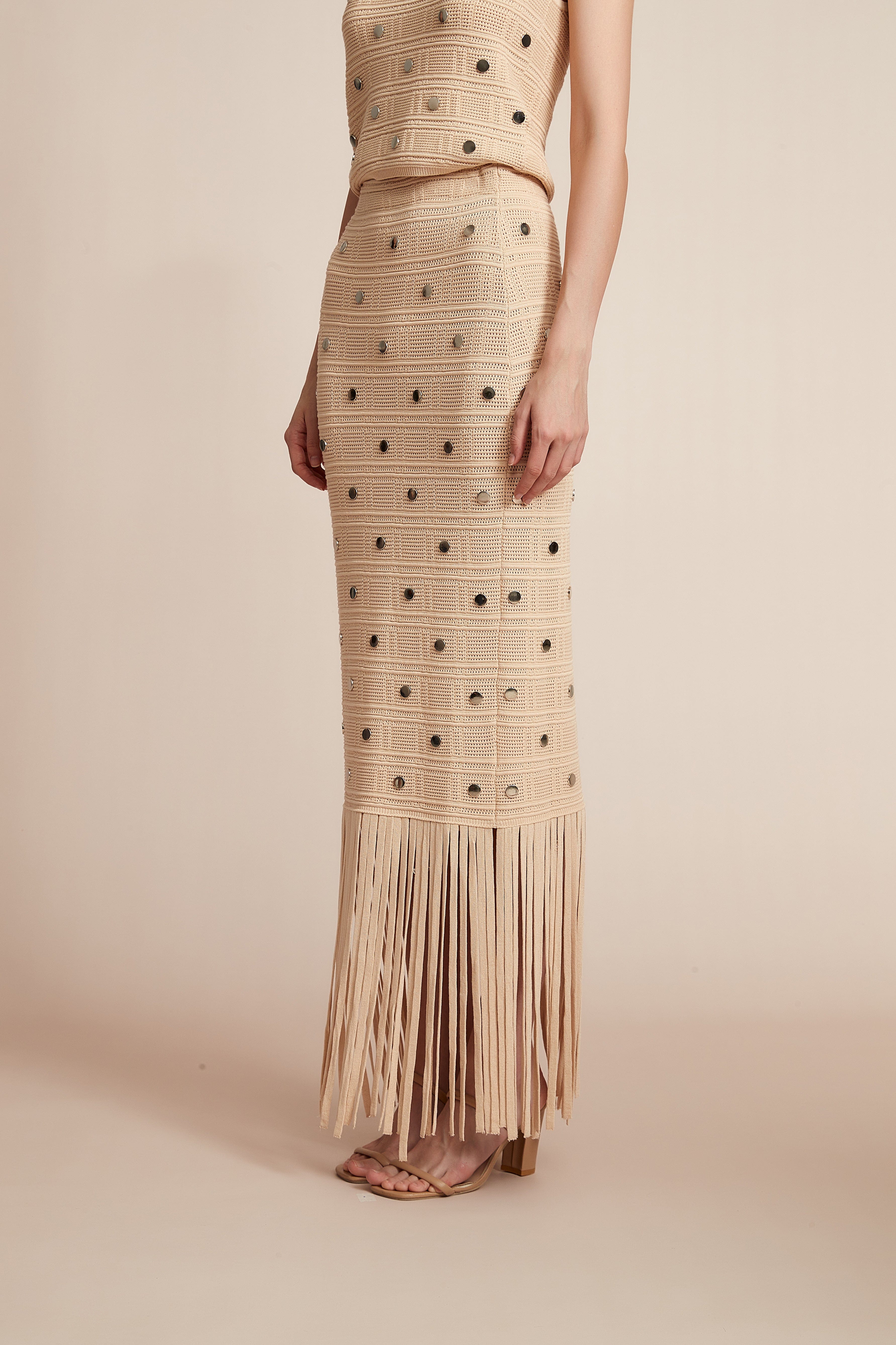 Fitted Skirt With Gemstone Accents