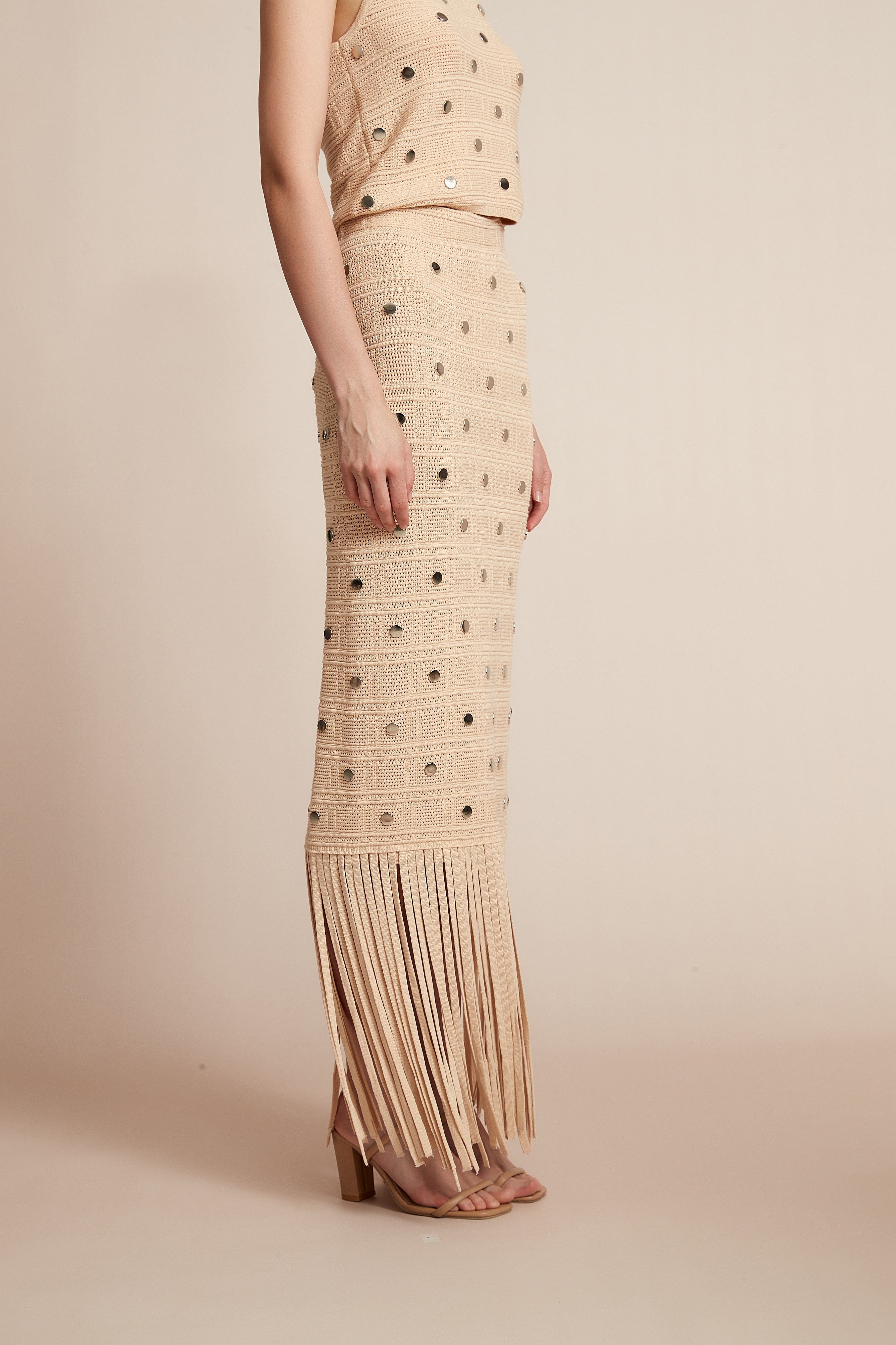 Fitted Skirt With Gemstone Accents