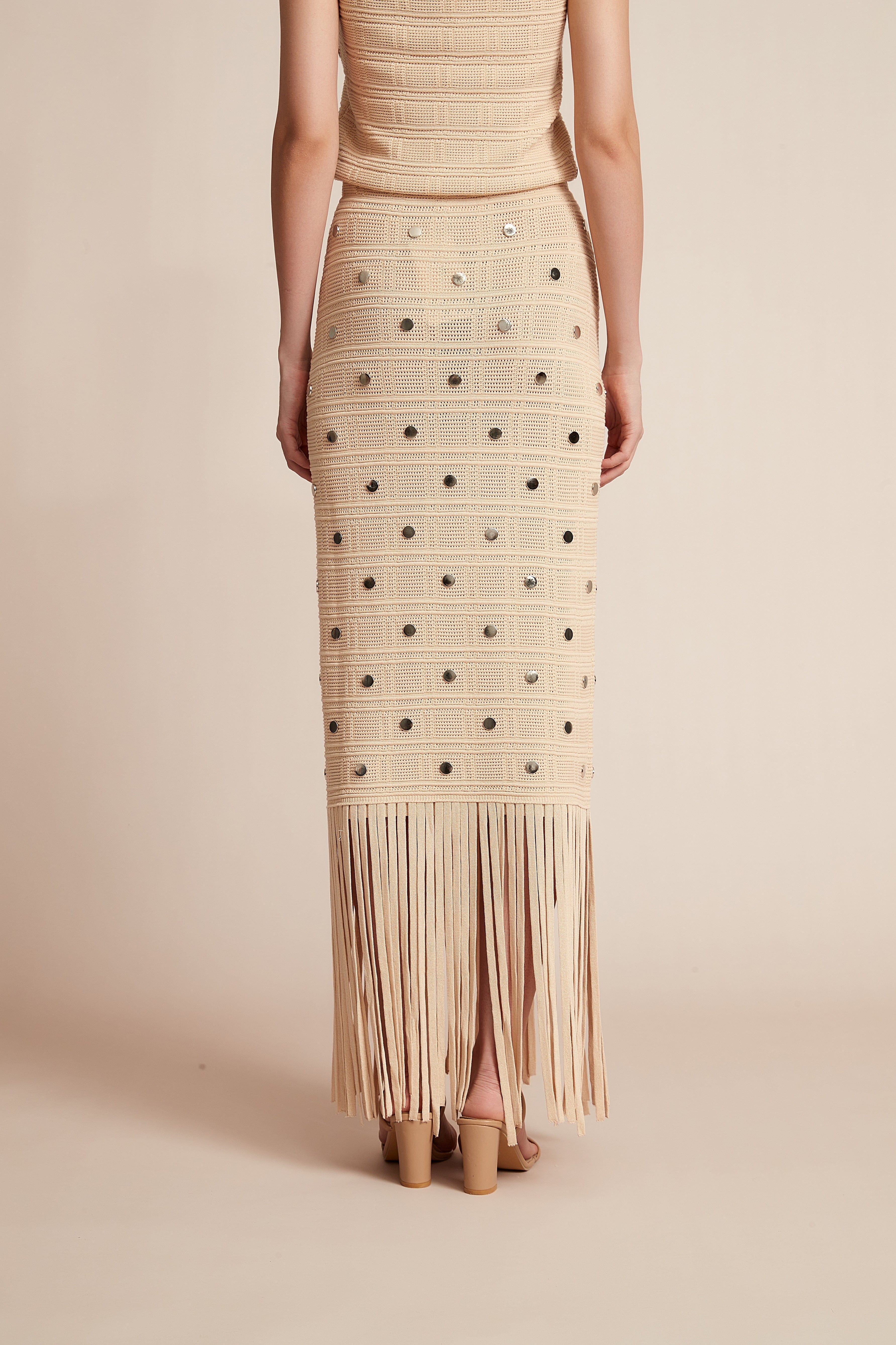 Fitted Skirt With Gemstone Accents