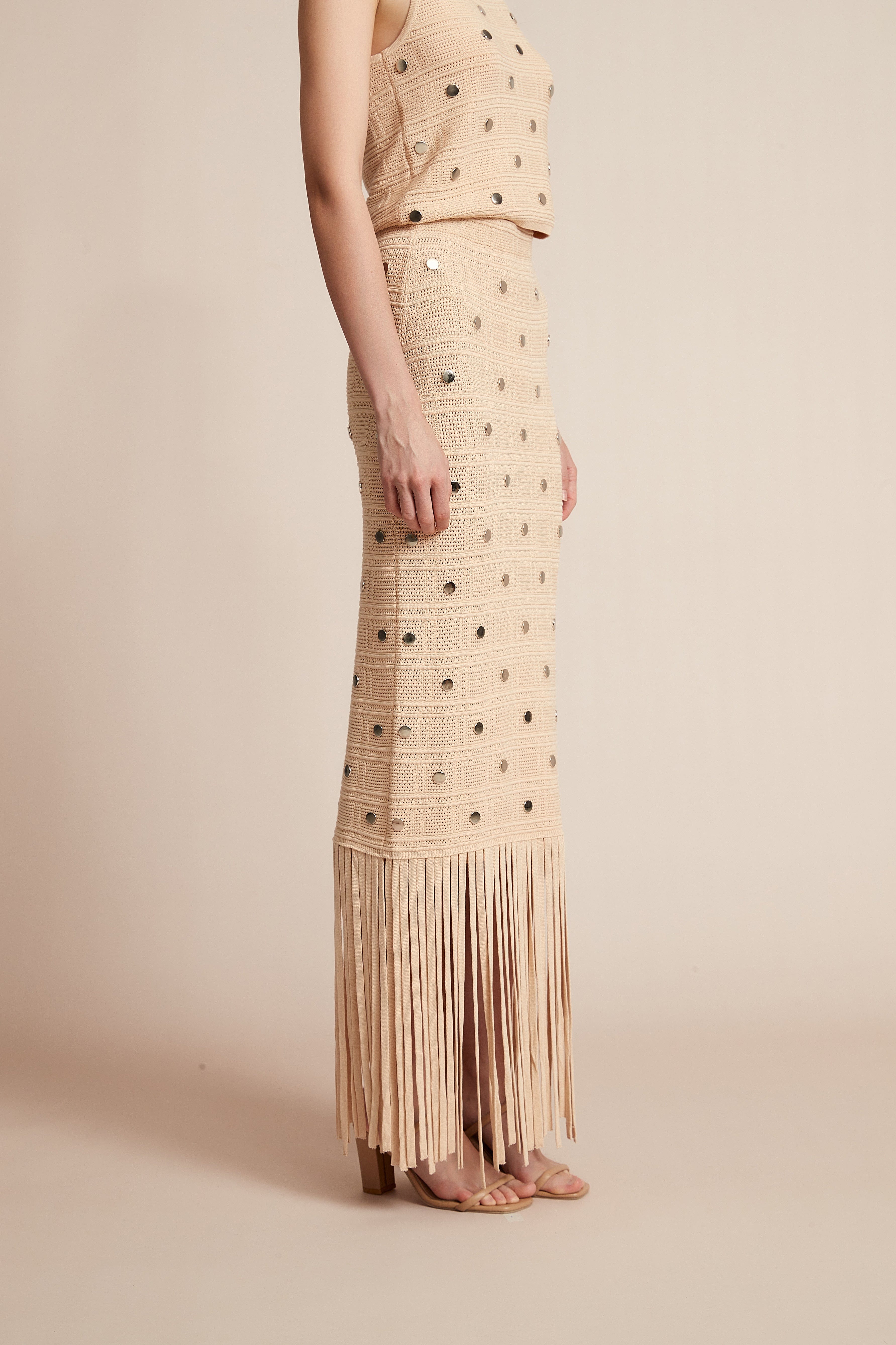 Fitted Skirt With Gemstone Accents