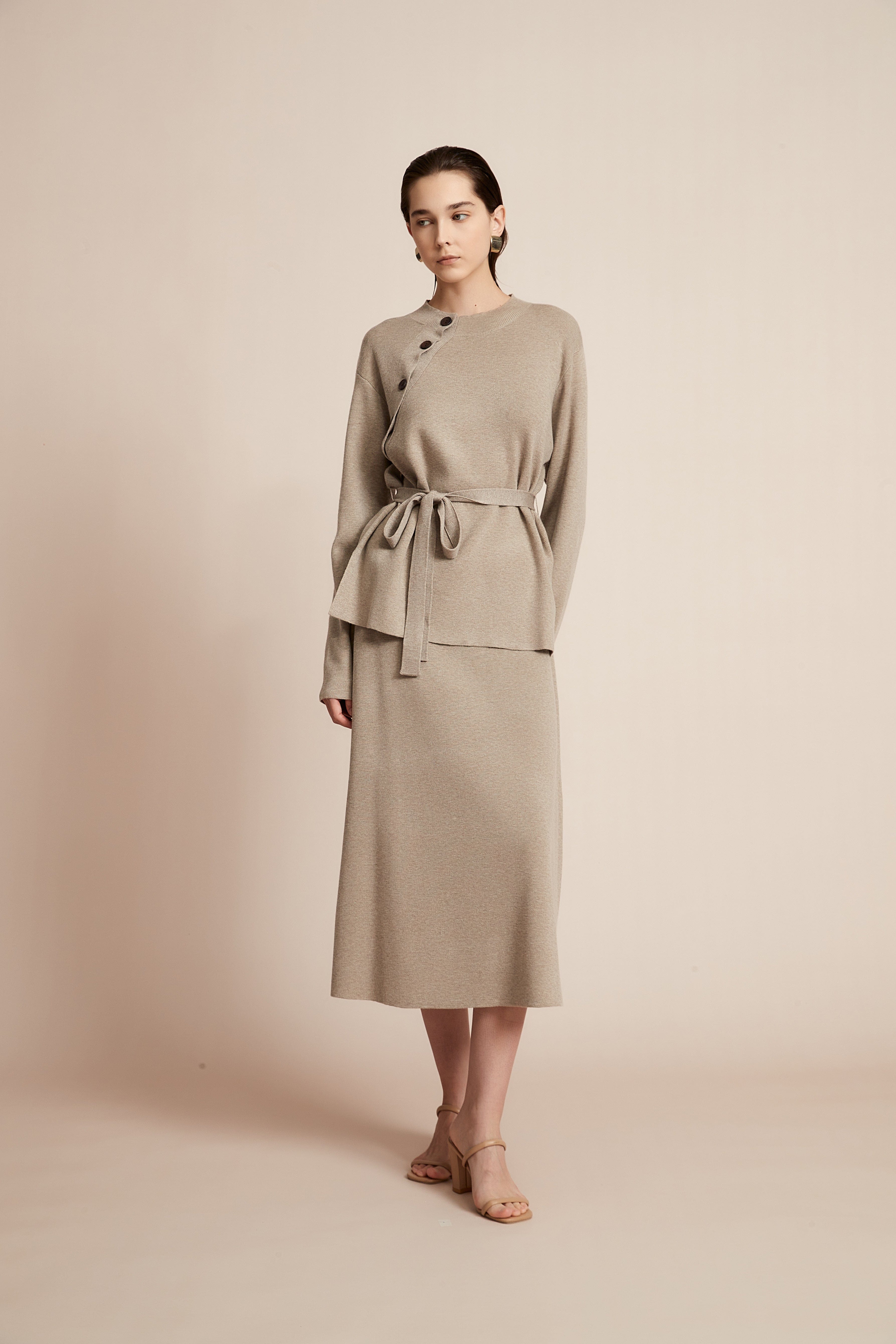 Long Sleeve Blouse With Waist Belt