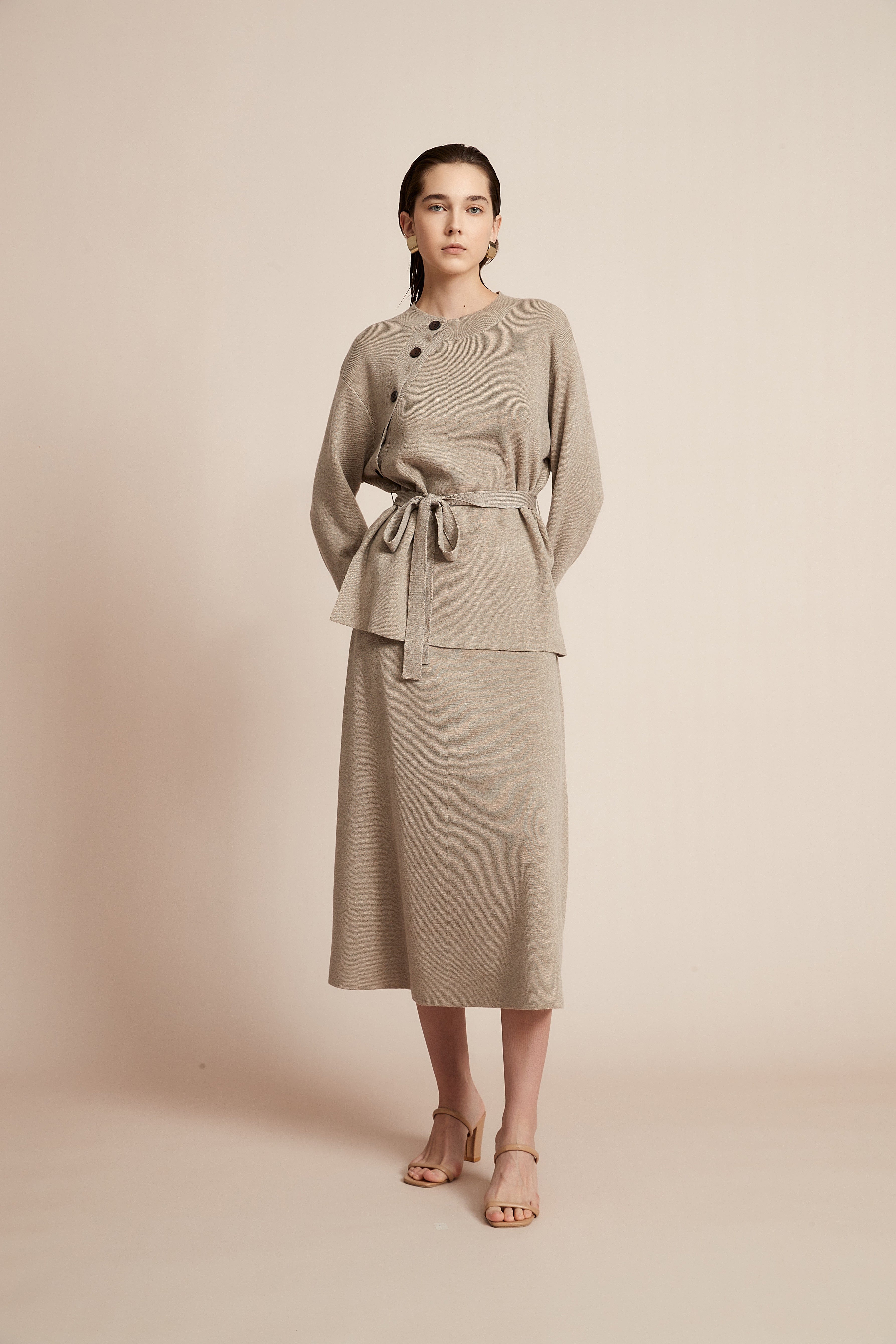 Long Sleeve Blouse With Waist Belt