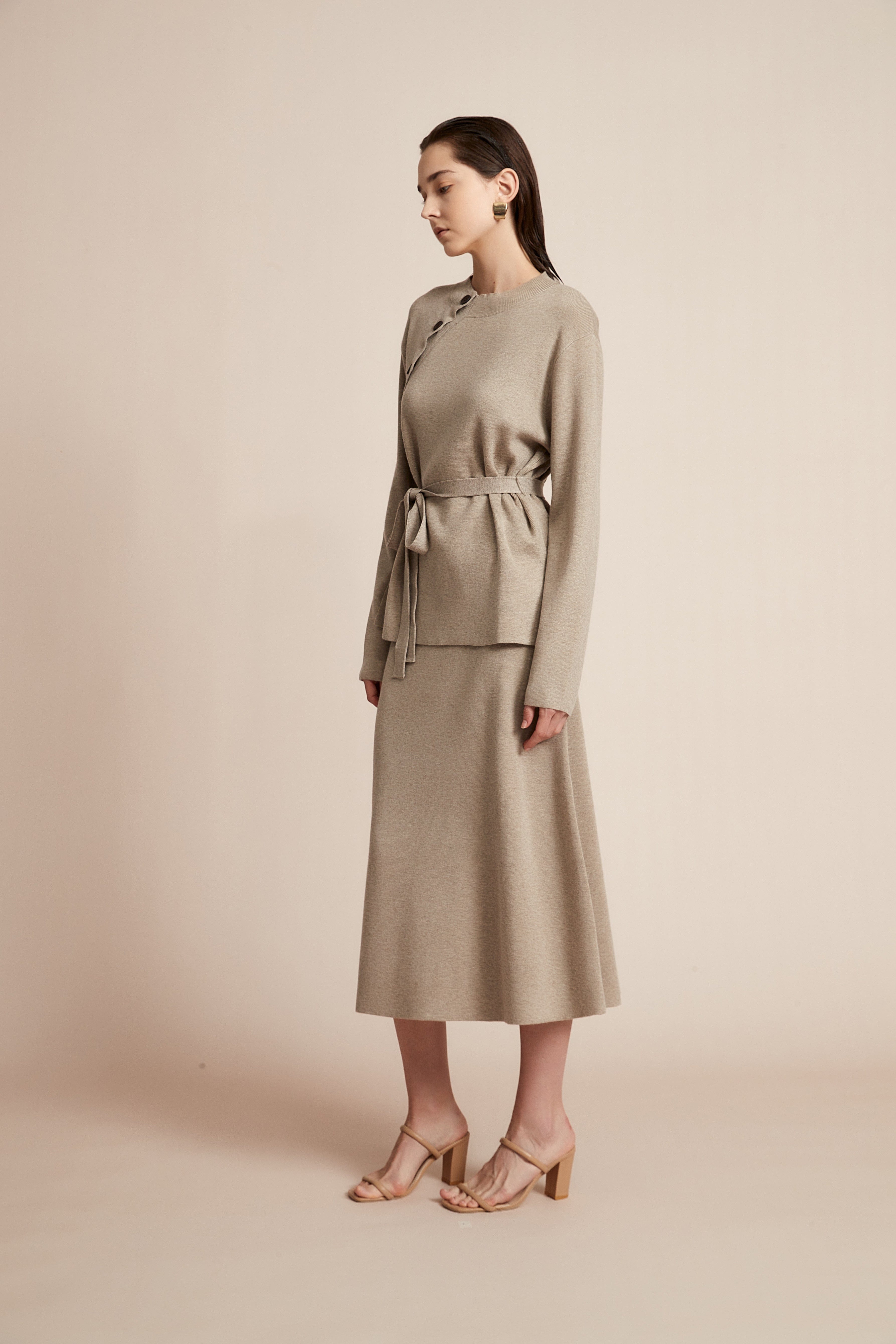 Long Sleeve Blouse With Waist Belt