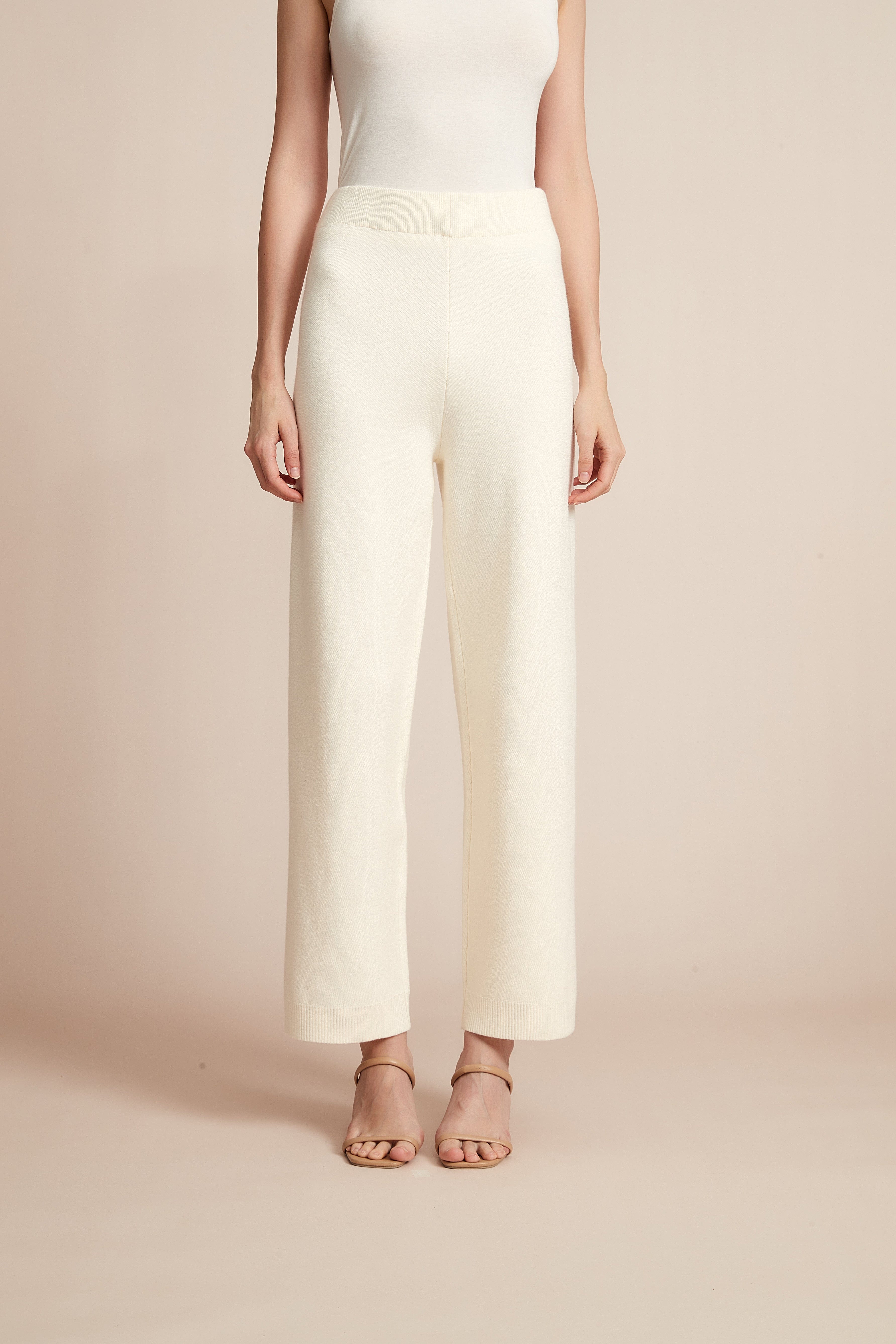 Plain Work Pants With Wide Legs