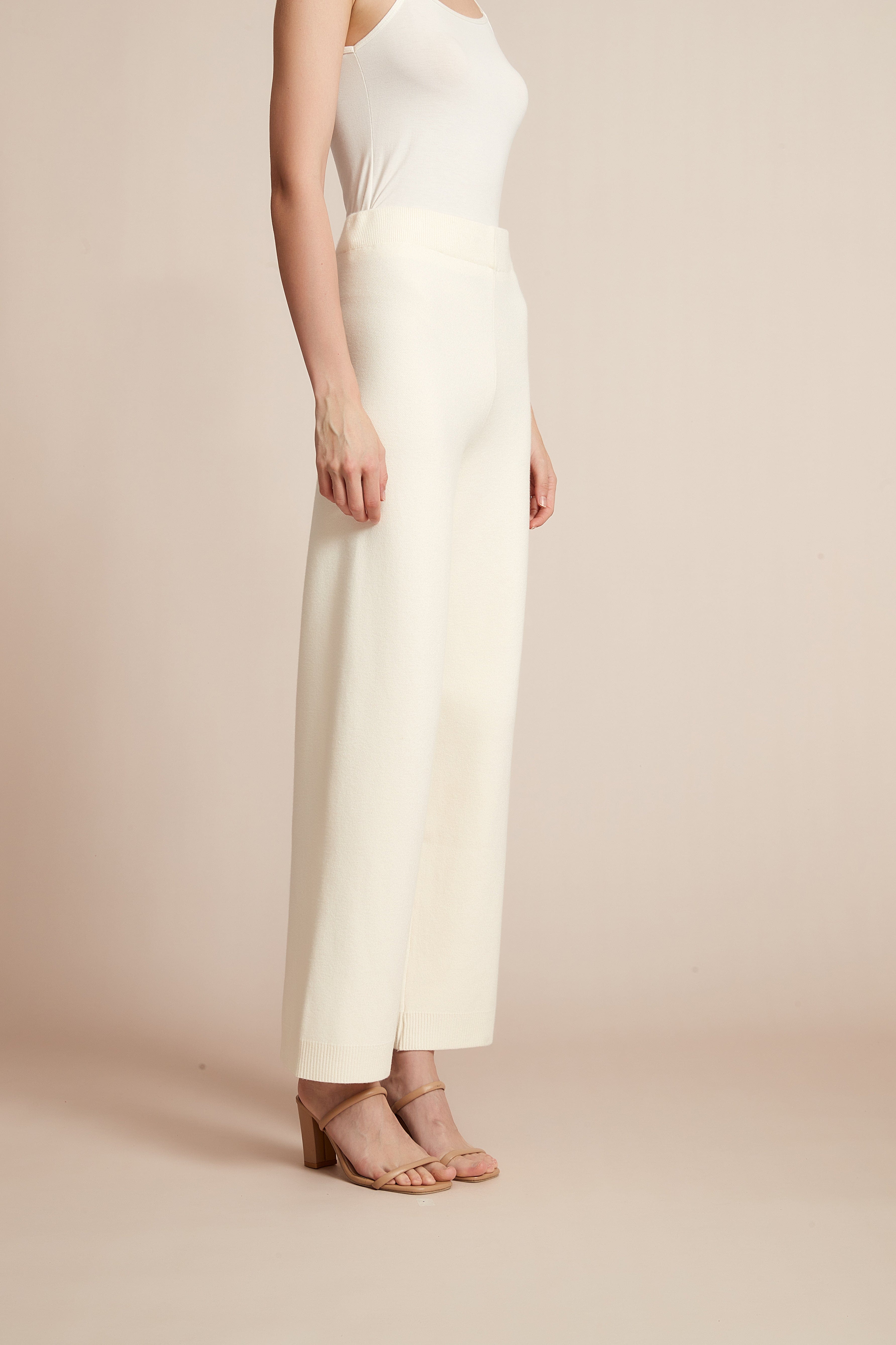 Plain Work Pants With Wide Legs