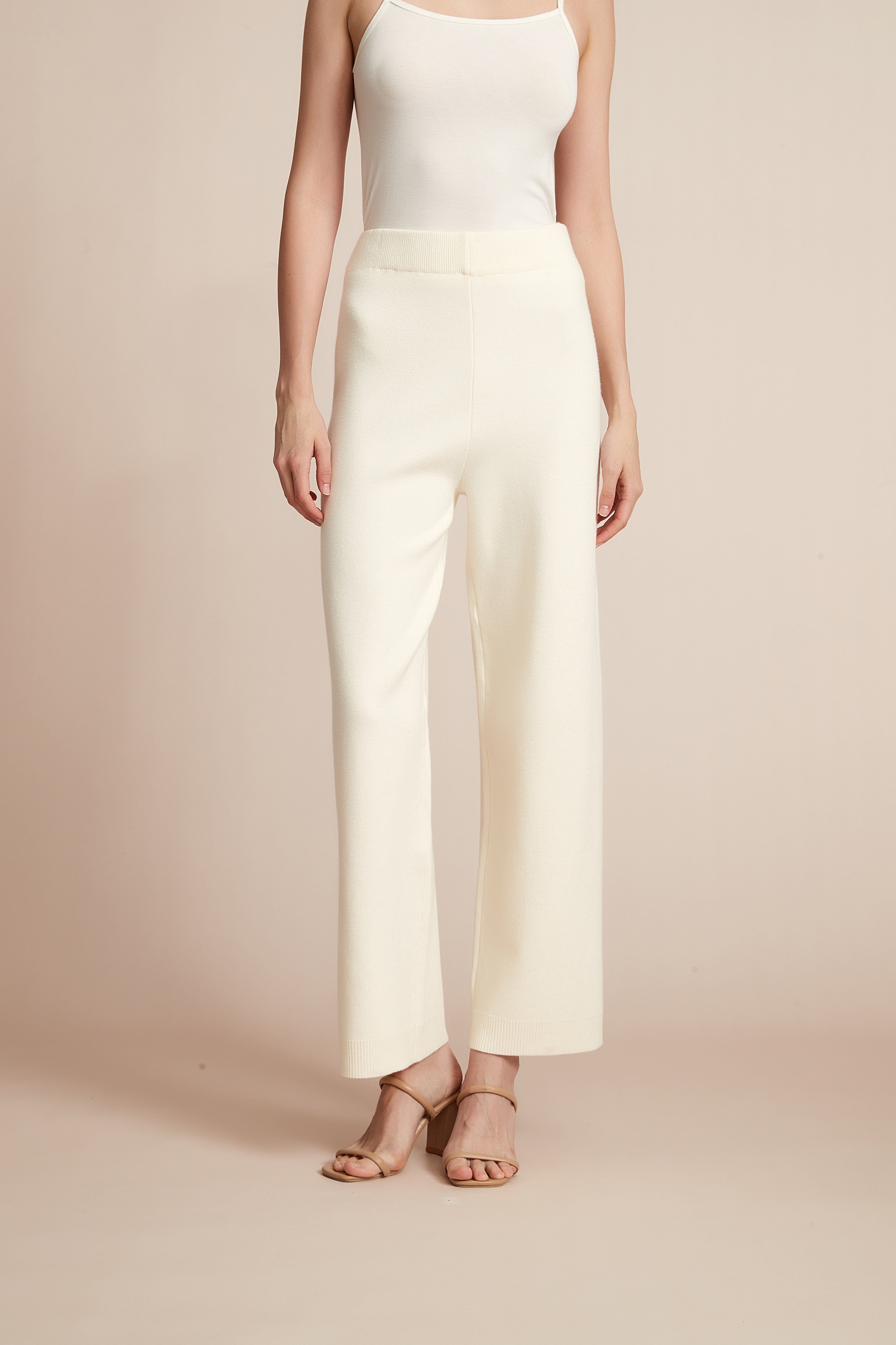 Plain Work Pants With Wide Legs