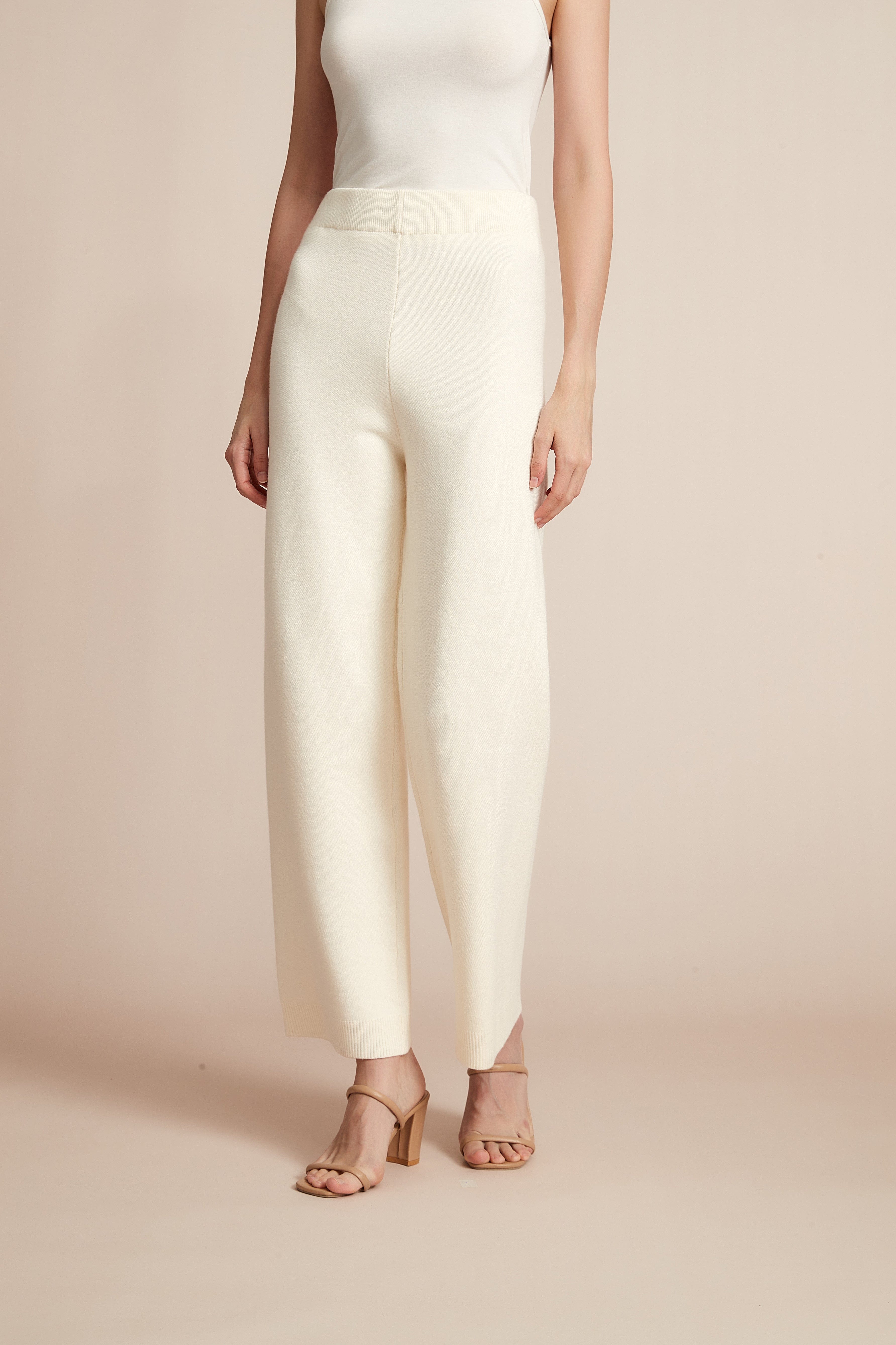 Plain Work Pants With Wide Legs