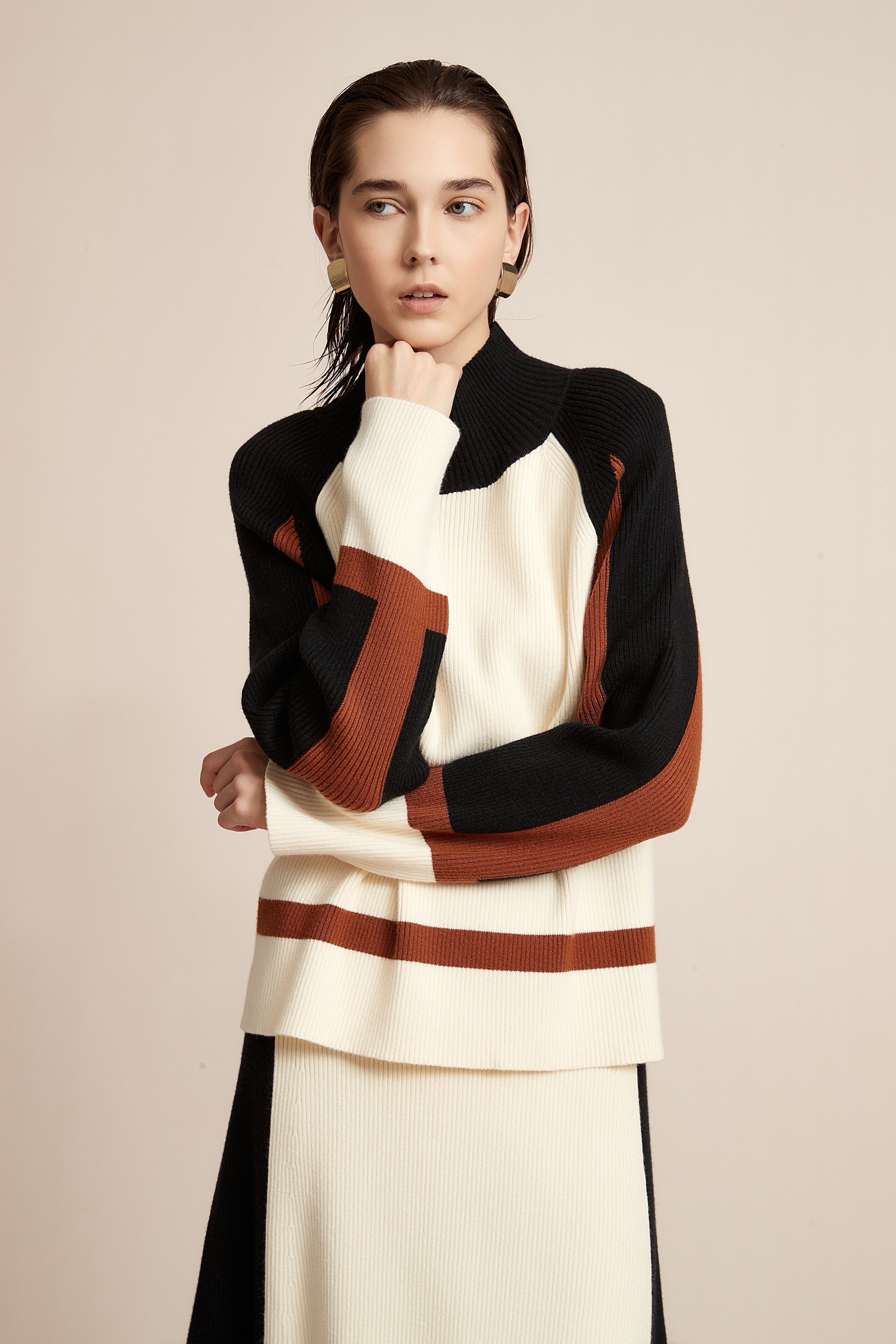 Winter Blouse With High Neck And Long Sleeves In Various Colors
