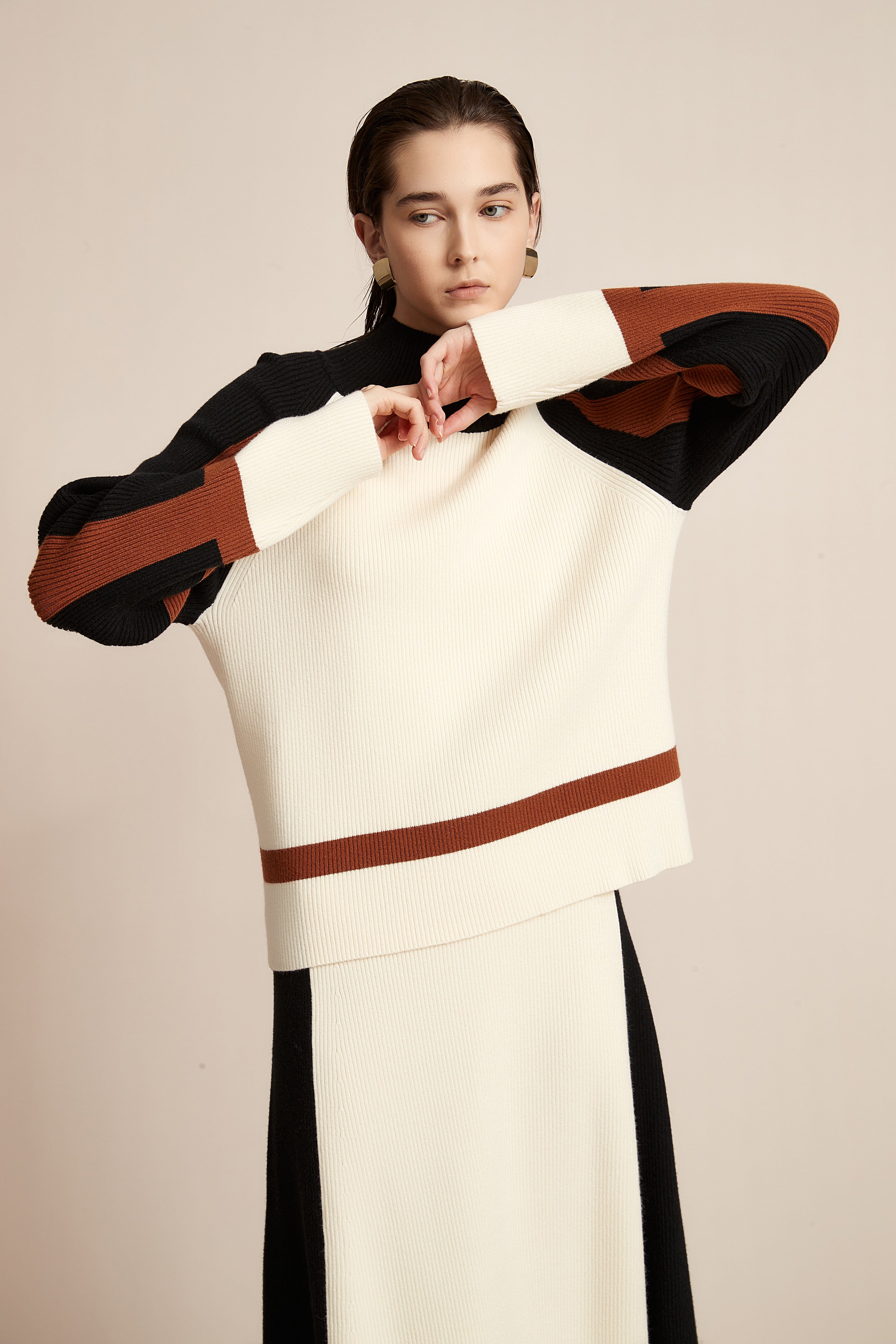 Winter Blouse With High Neck And Long Sleeves In Various Colors
