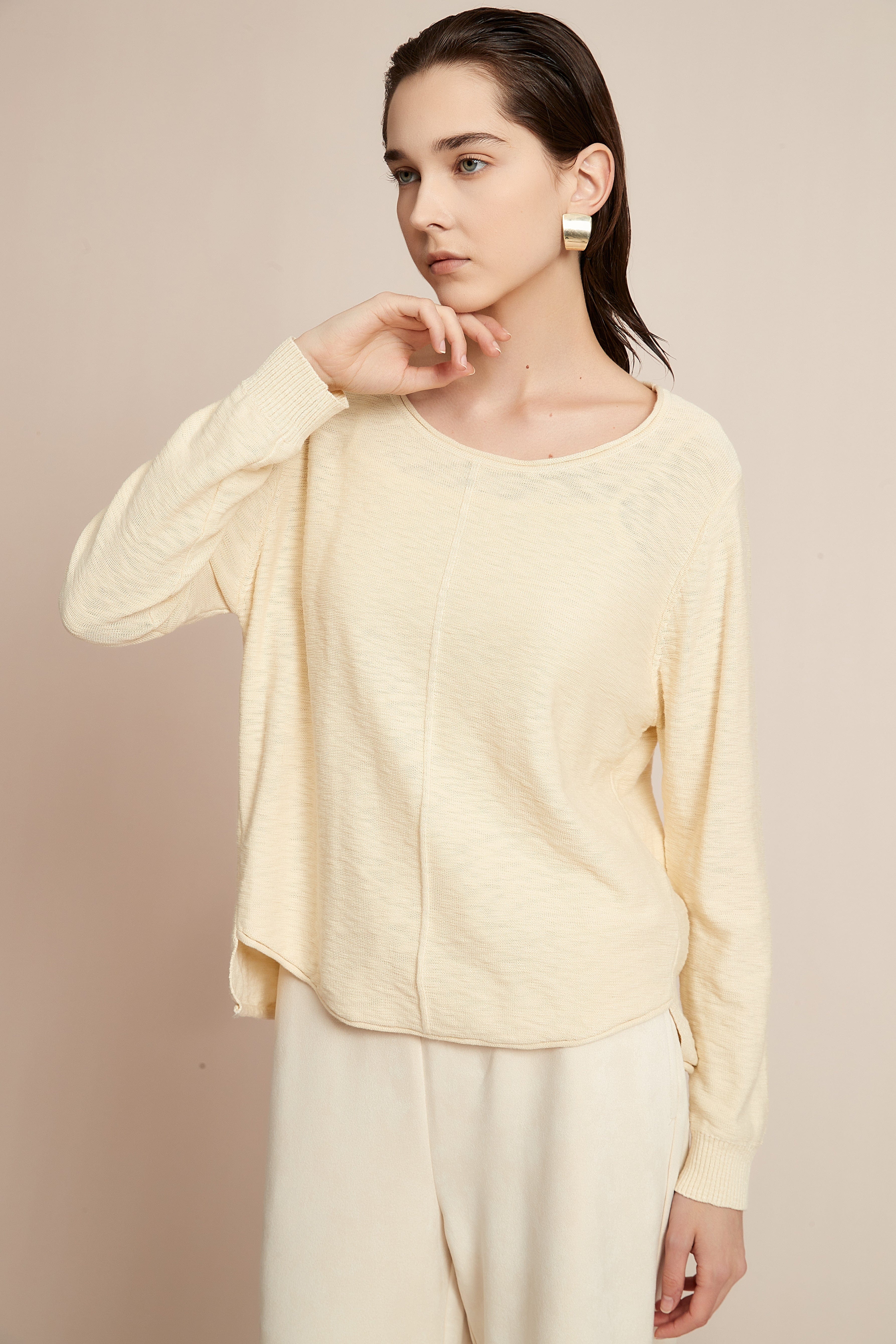 Shop Our Colorful Blouse: Solid Long Sleeve with Round Neck Style