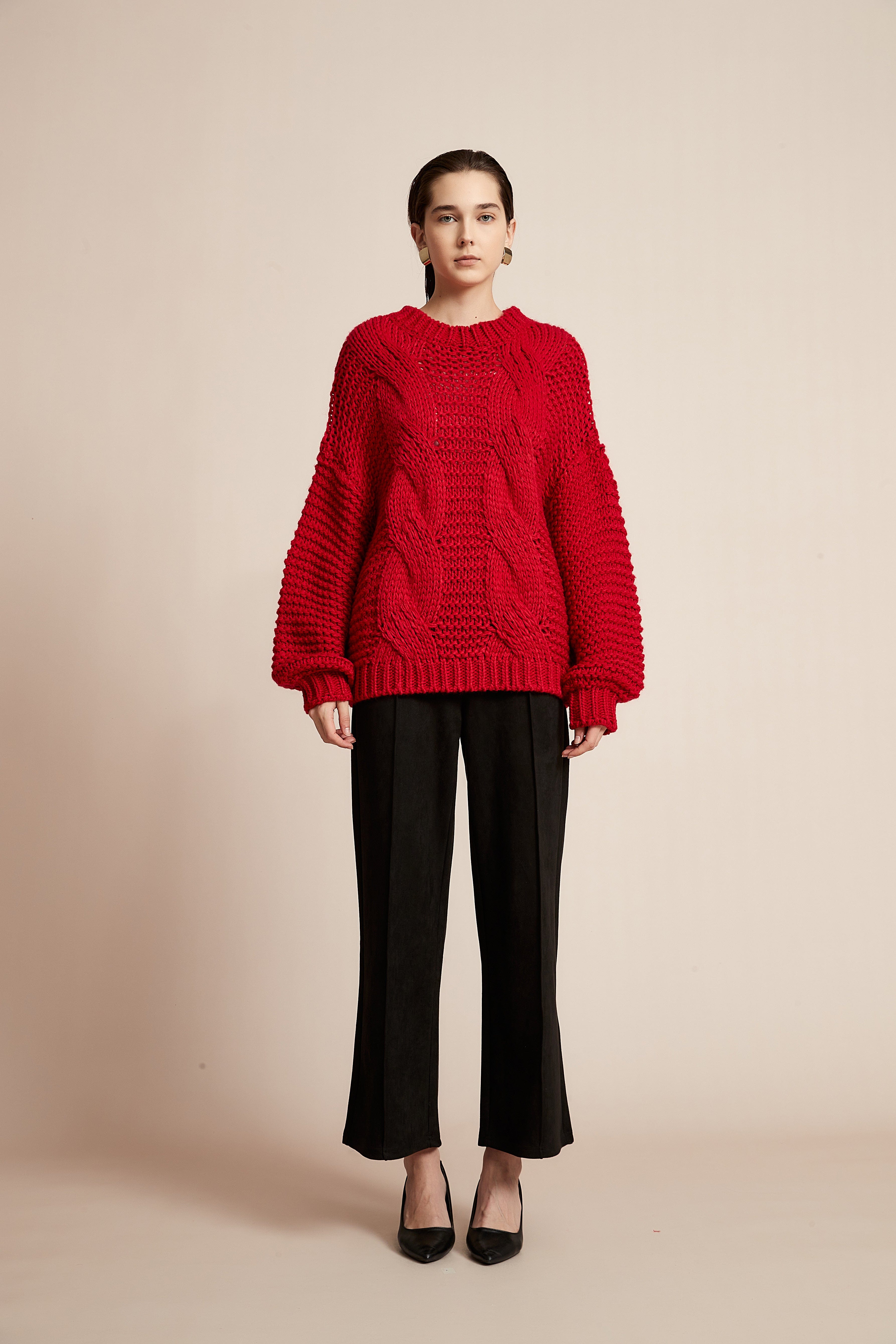 Winter Wool Sweater with Embroidery and Long Sleeves