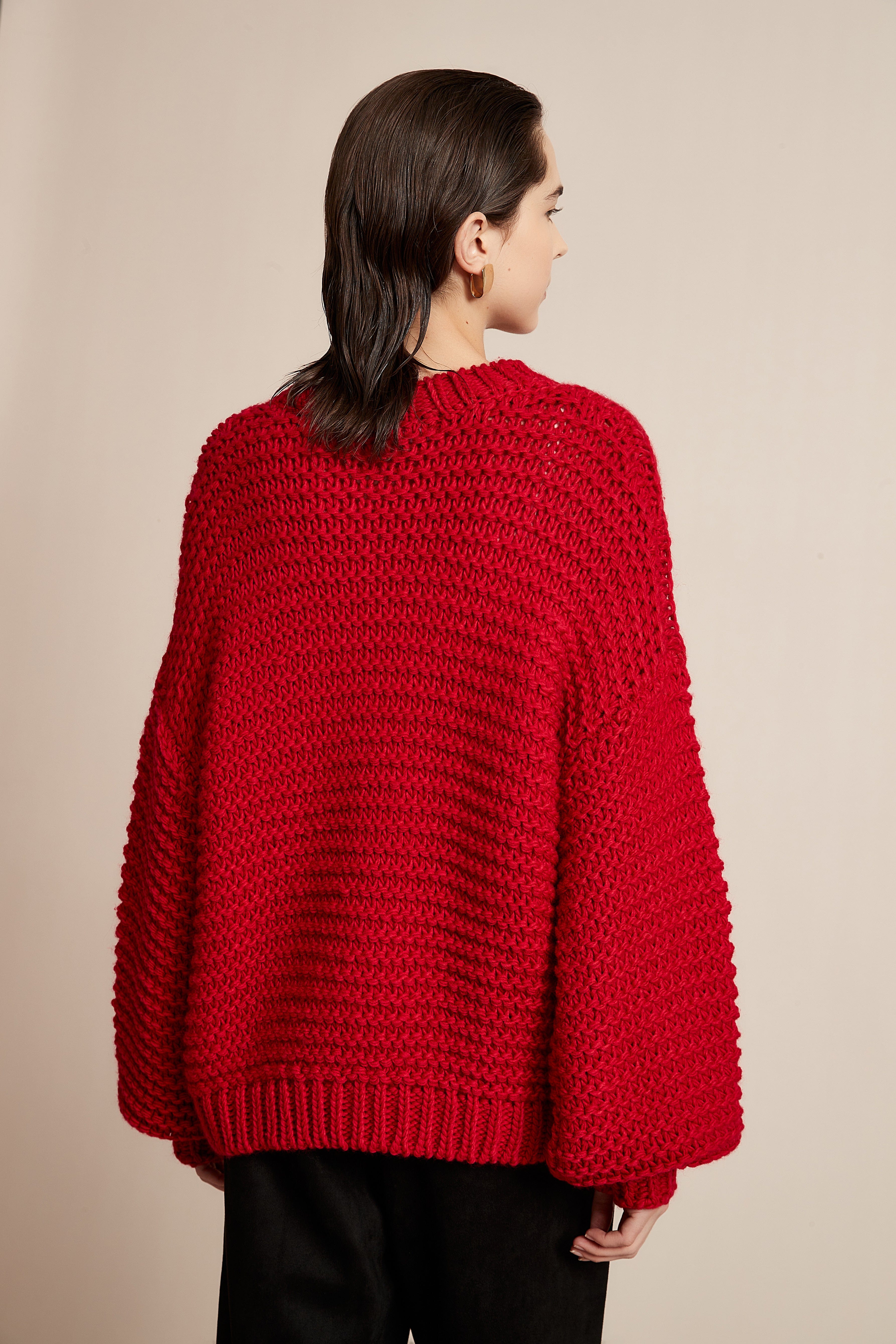 Winter Wool Sweater with Embroidery and Long Sleeves