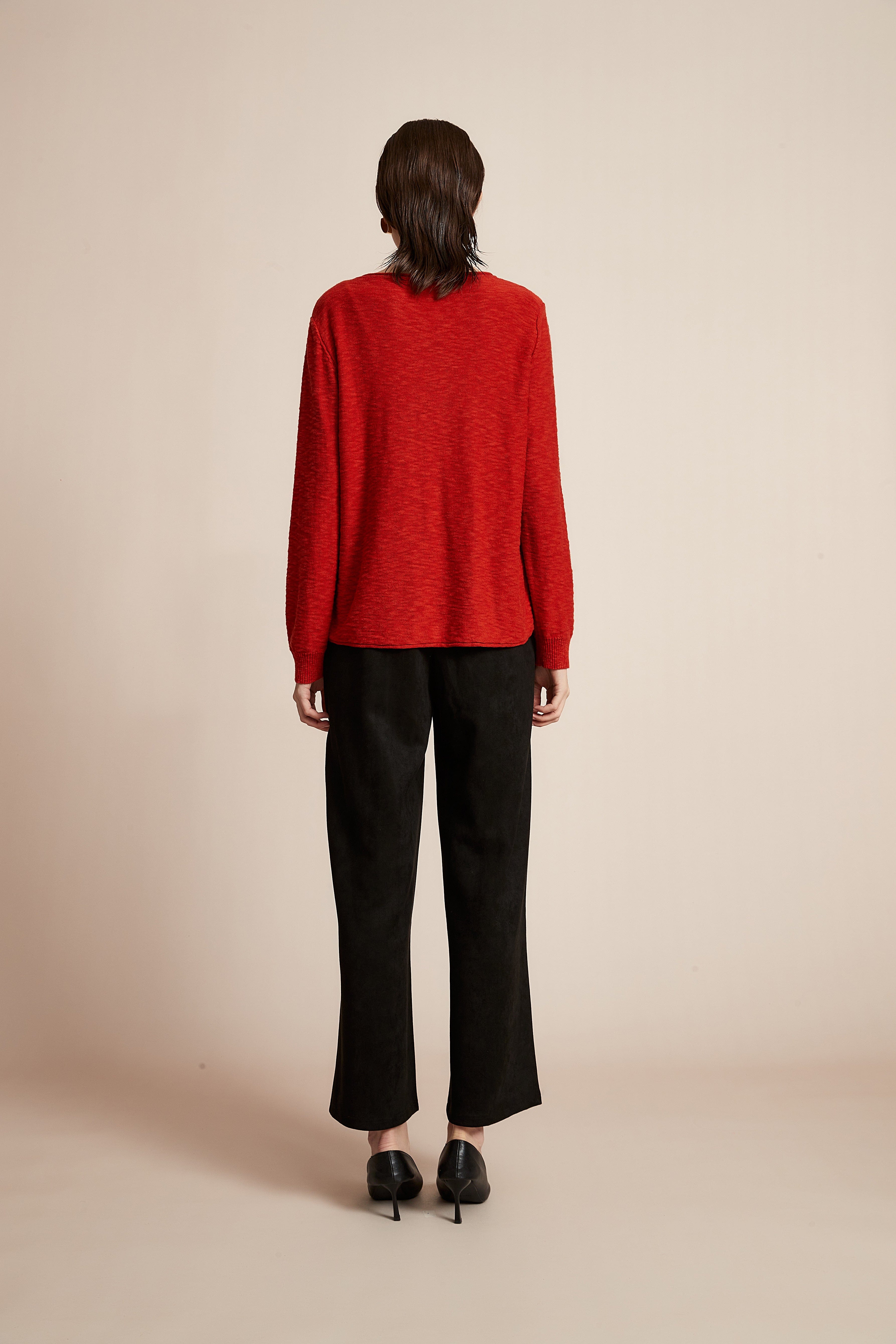 Winter Blouse with Round Neck and Long Sleeves