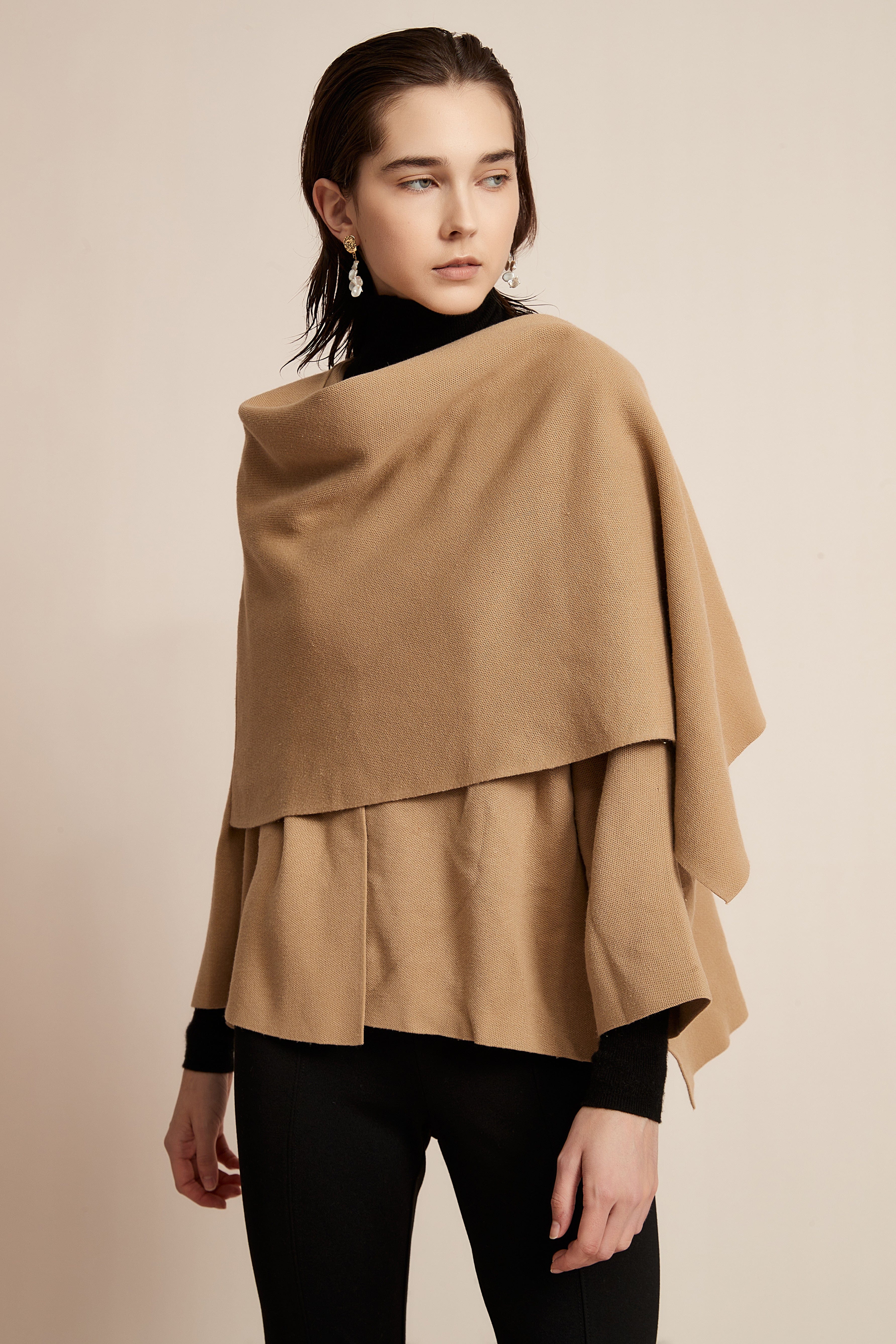 Winter Blouse for Work with Long Sleeves and a Scarf Design in the Front