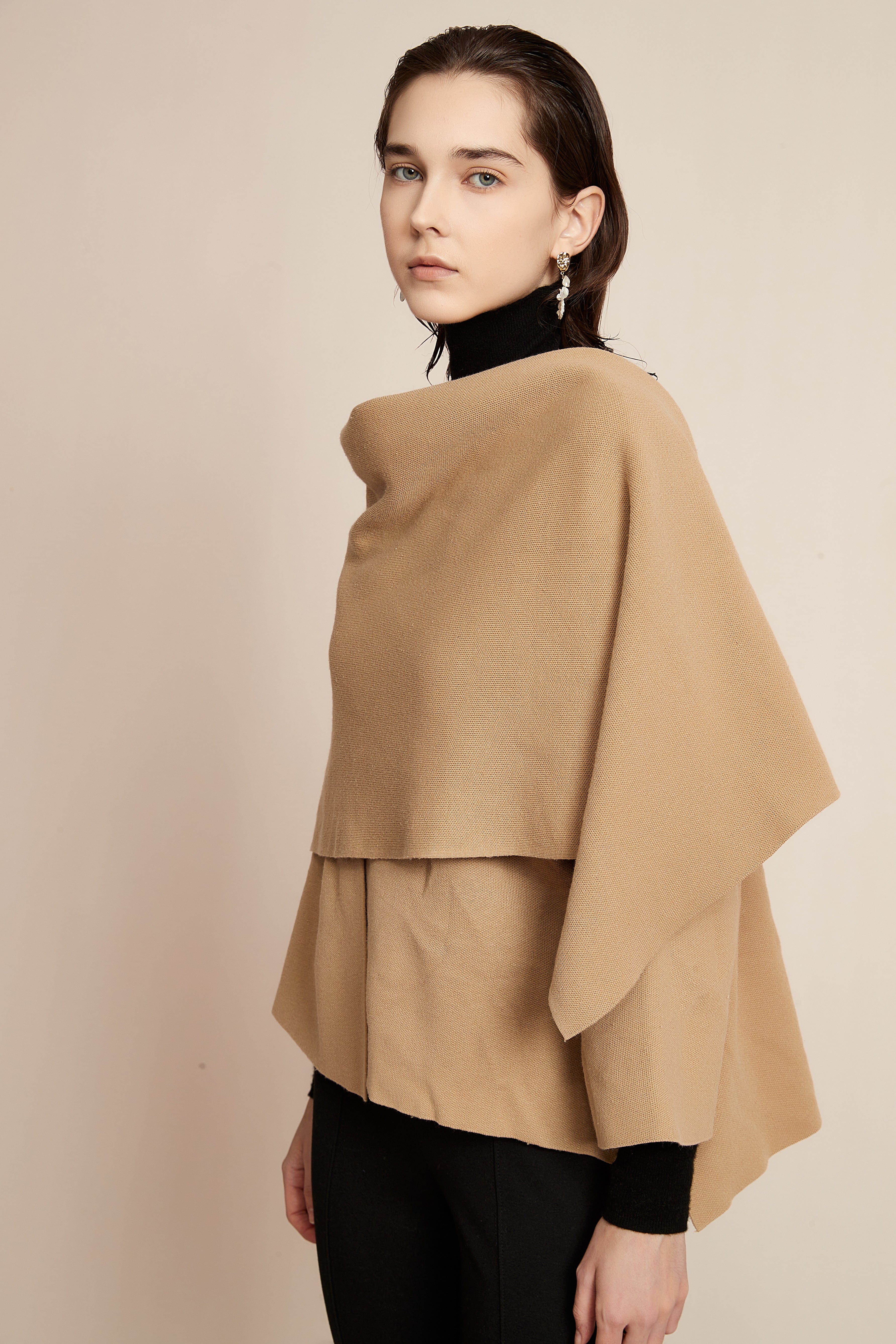 Winter Blouse for Work with Long Sleeves and a Scarf Design in the Front