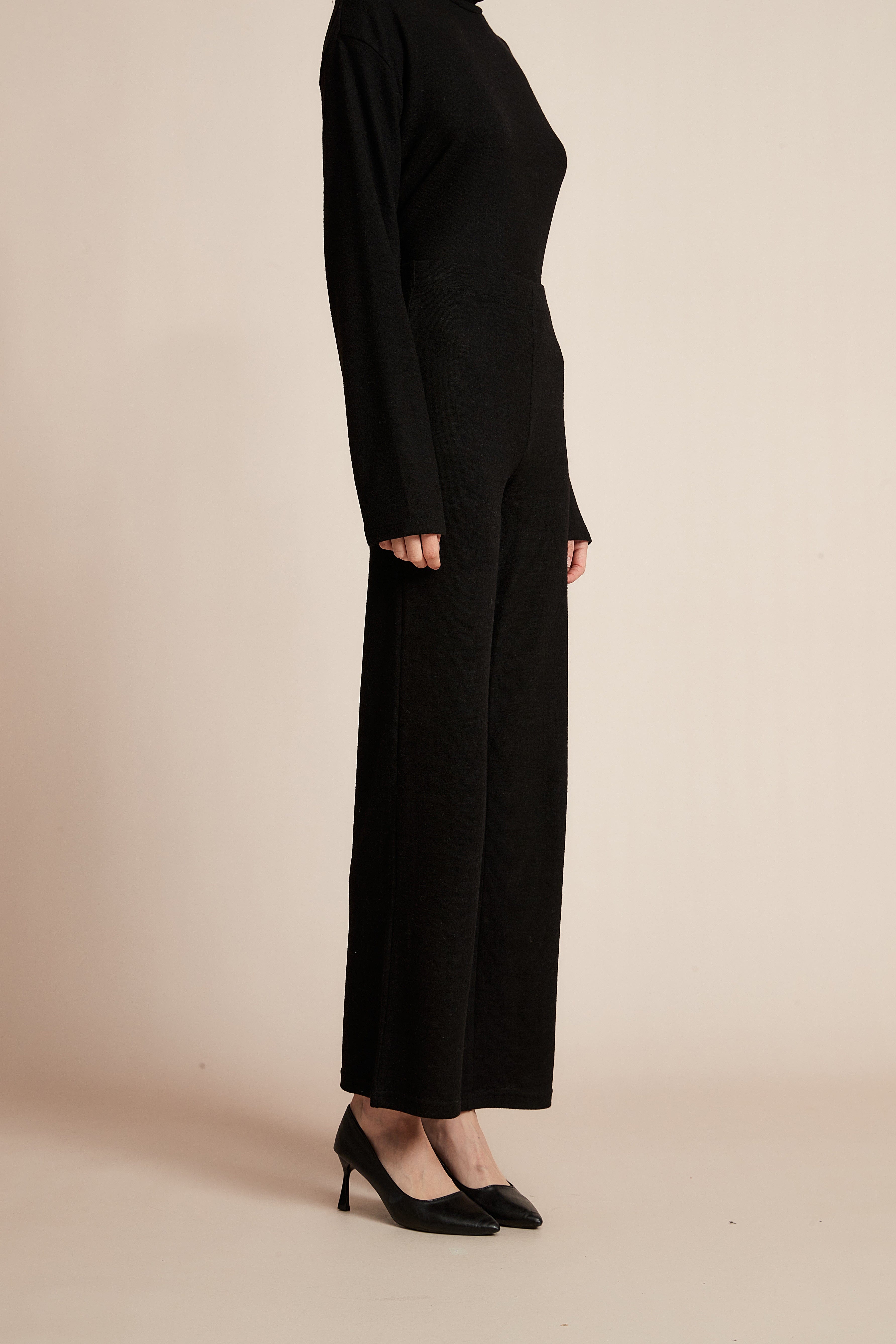 Plain Wide-Leg Winter Pants